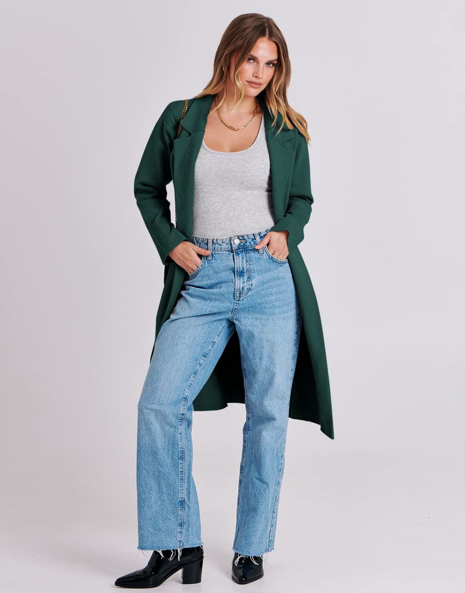 Cardigan for Women Oversized Open Front Sweater Coat Long Sleeve Lapel Blazer Jacket Fall Outwear Coatigan