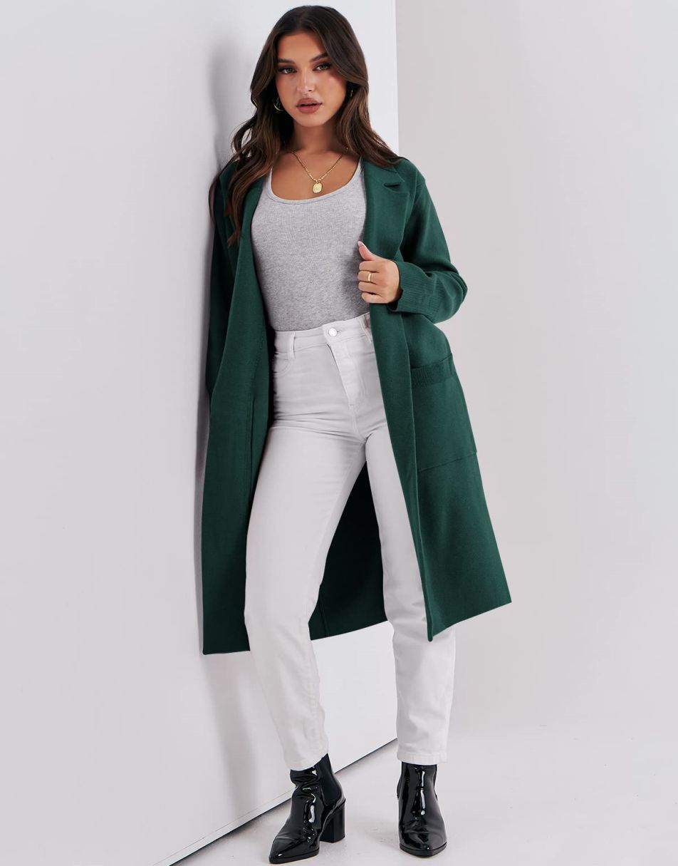 Cardigan for Women Oversized Open Front Sweater Coat Long Sleeve Lapel Blazer Jacket Fall Outwear Coatigan