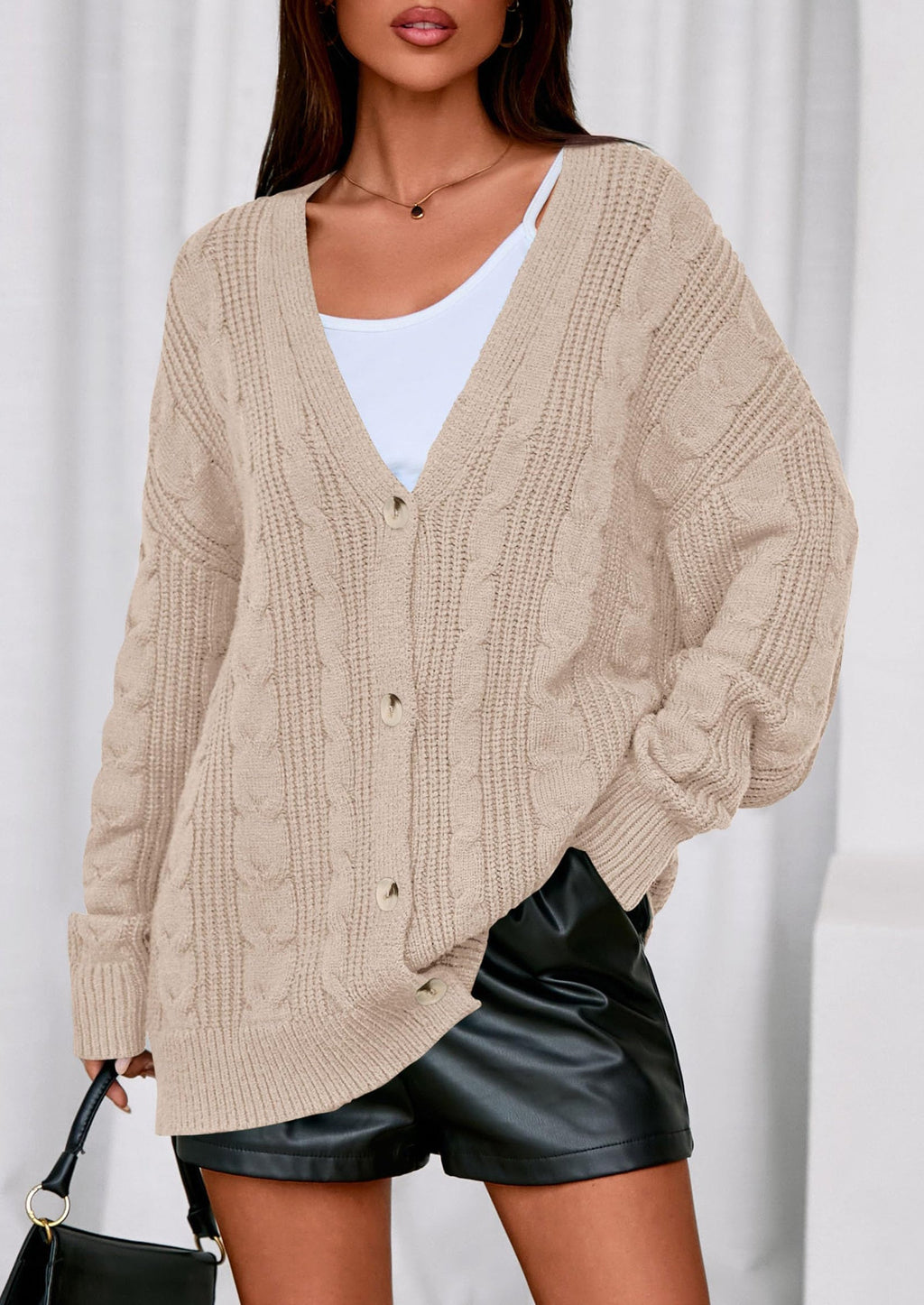 Women's Cable Knit Sweaters Fall Oversized Chunky Open Front Long Sleeve Cardigan Winter Coats