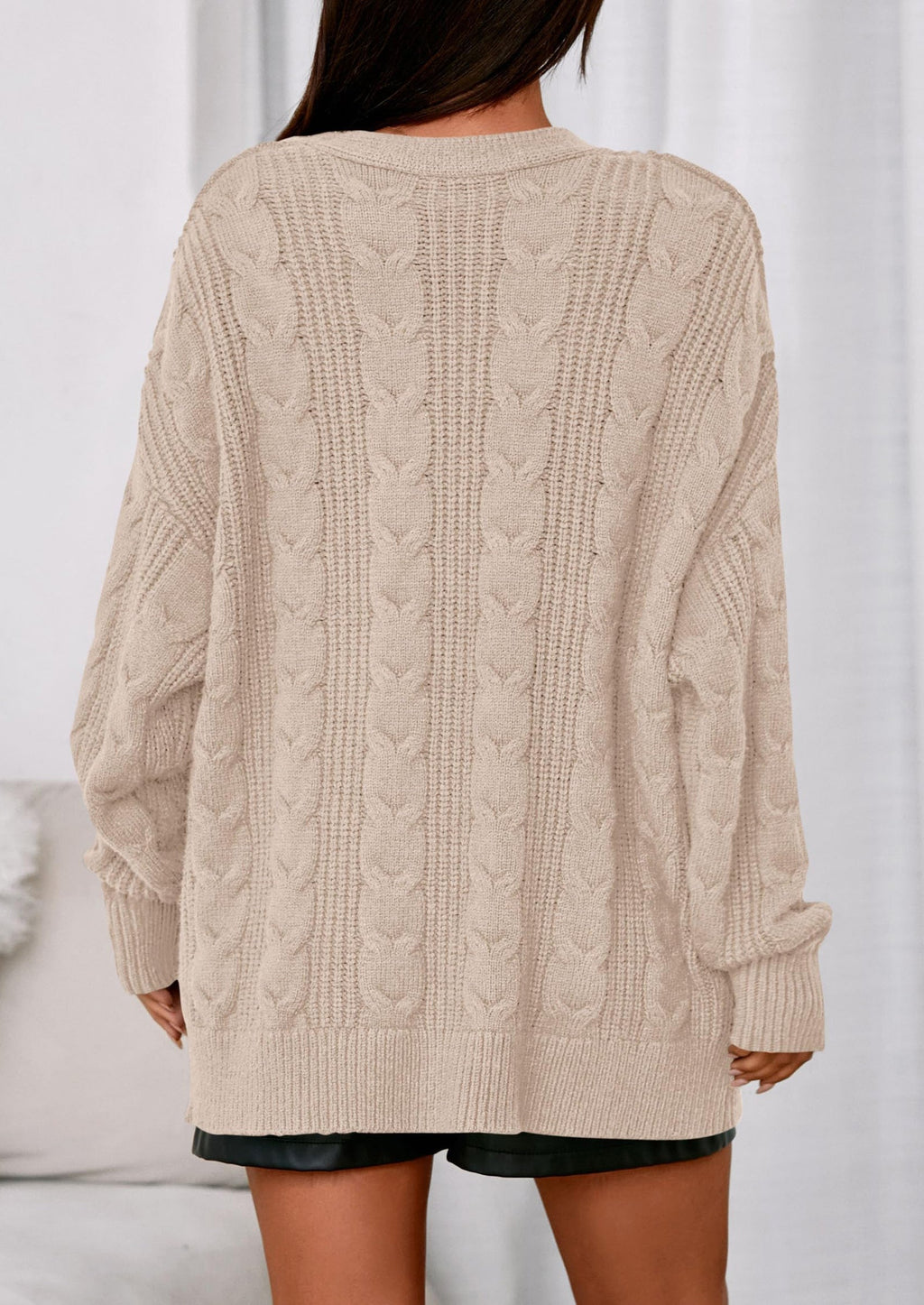 Women's Cable Knit Sweaters Fall Oversized Chunky Open Front Long Sleeve Cardigan Winter Coats