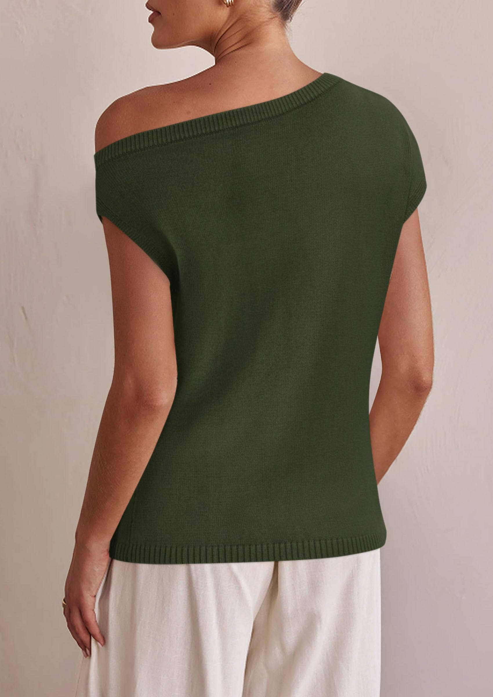 Womens Off The Shoulder Tops Summer Casual Short Sleeve Tunic T Shirts Lightweight Knit Sweaters