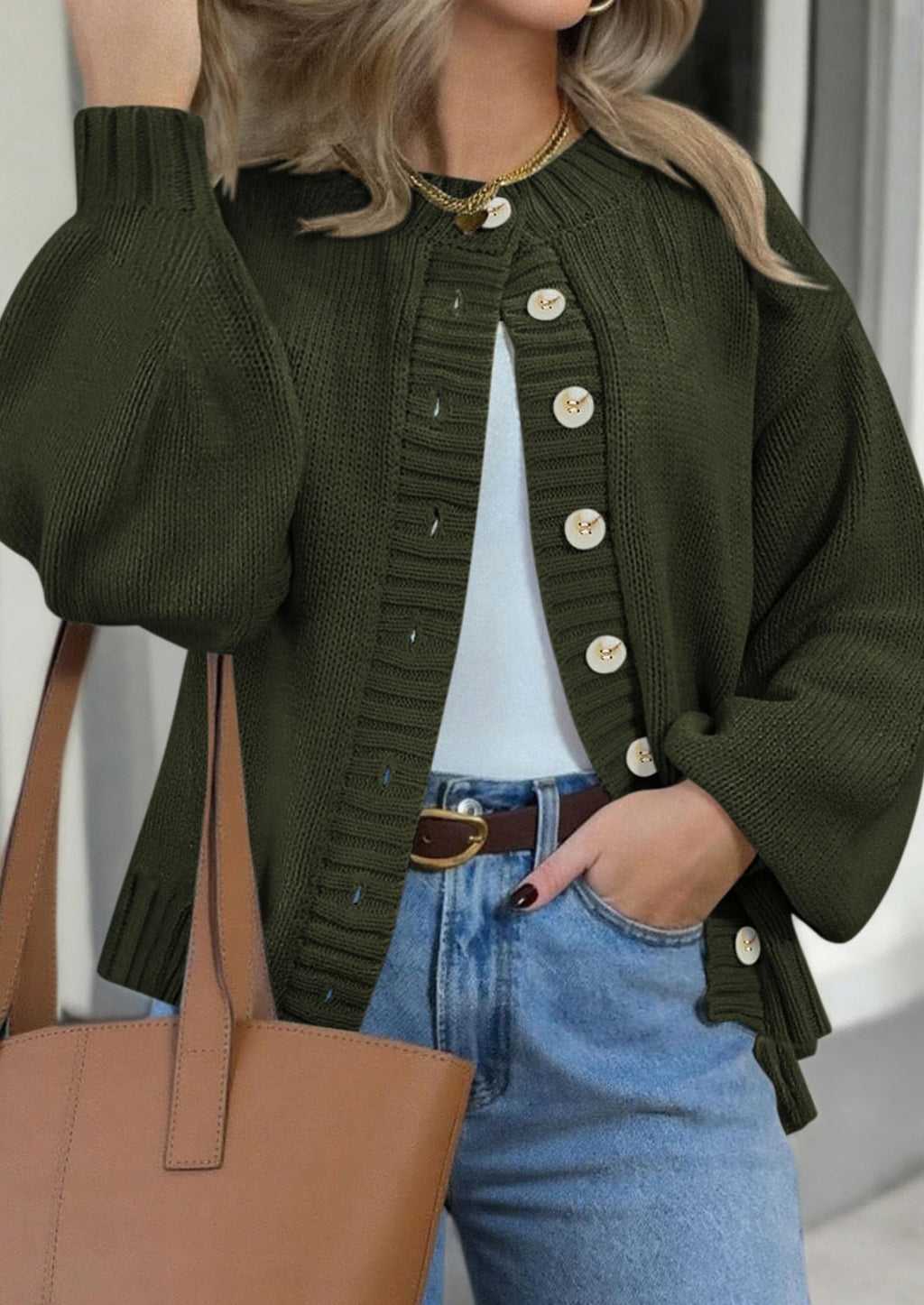 Women's Winter Cardigan Sweaters Trendy Chunky Knit Long Sleeve Button Up Casual Warm Fall Jackets Coats