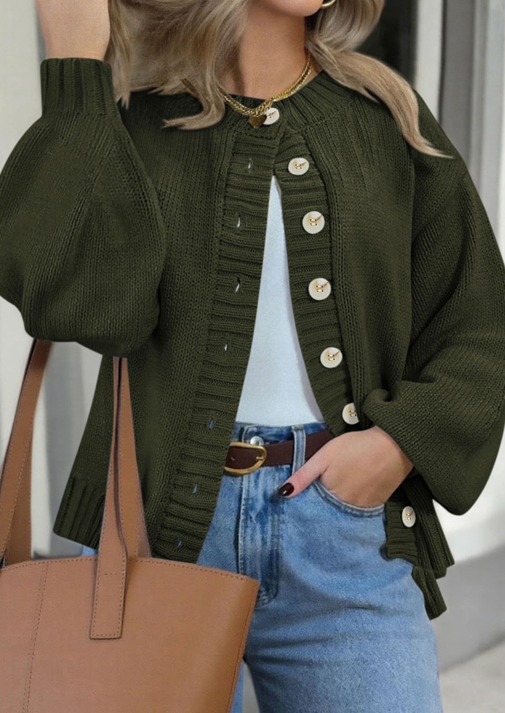 Women's Winter Cardigan Sweaters Trendy Chunky Knit Long Sleeve Button Up Casual Warm Fall Jackets Coats