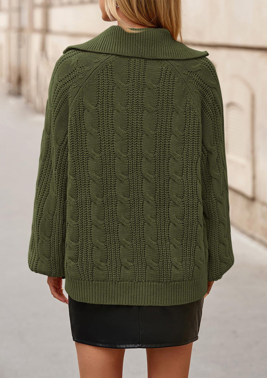 Sweaters for Women Fall Fashion Loose Quarter Zip Pullover Collared Long Sleeve Cable Knit Winter Clothes