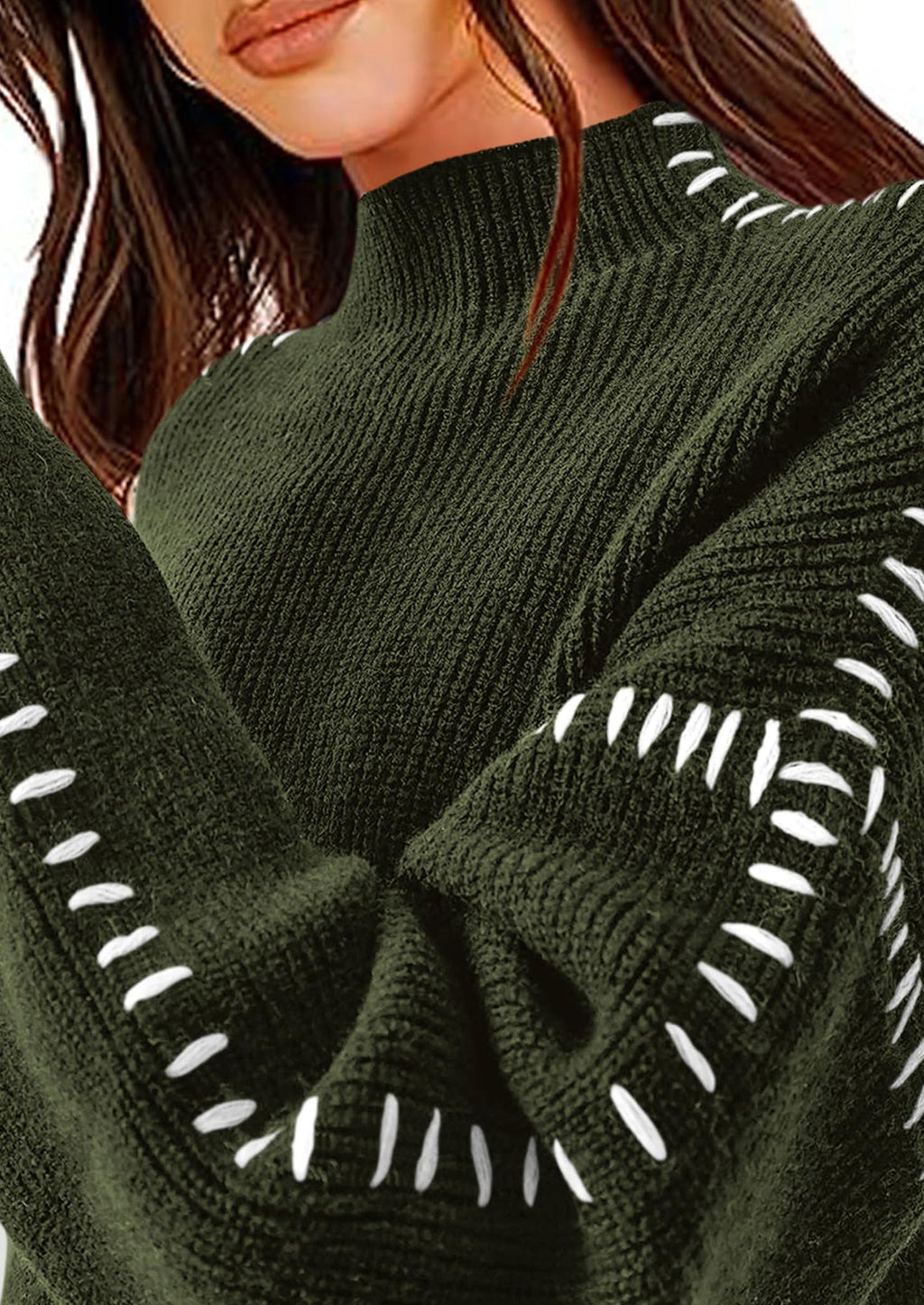 Women's Chunky Knit Sweaters Fall Long Sleeve Mock Neck Oversized Pullover Tops Winter Fashion Clothes