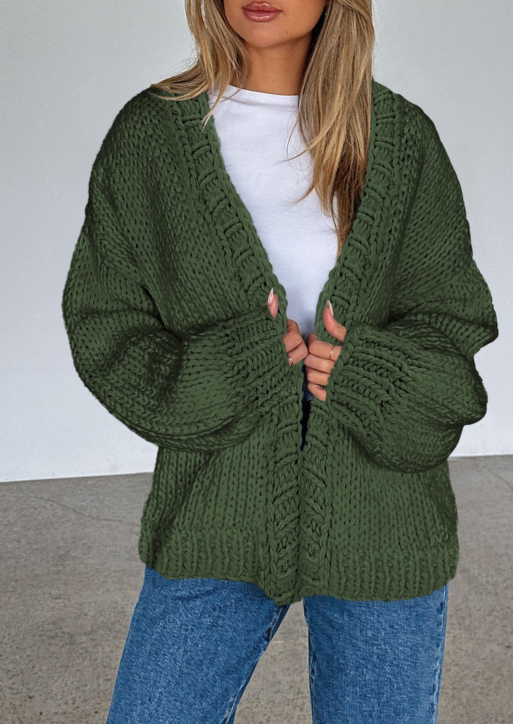 Cardigan Sweaters for Women Trendy Fall Fashion Long Sleeve Chunky Knit Cardigans Winter Clothing Outfits