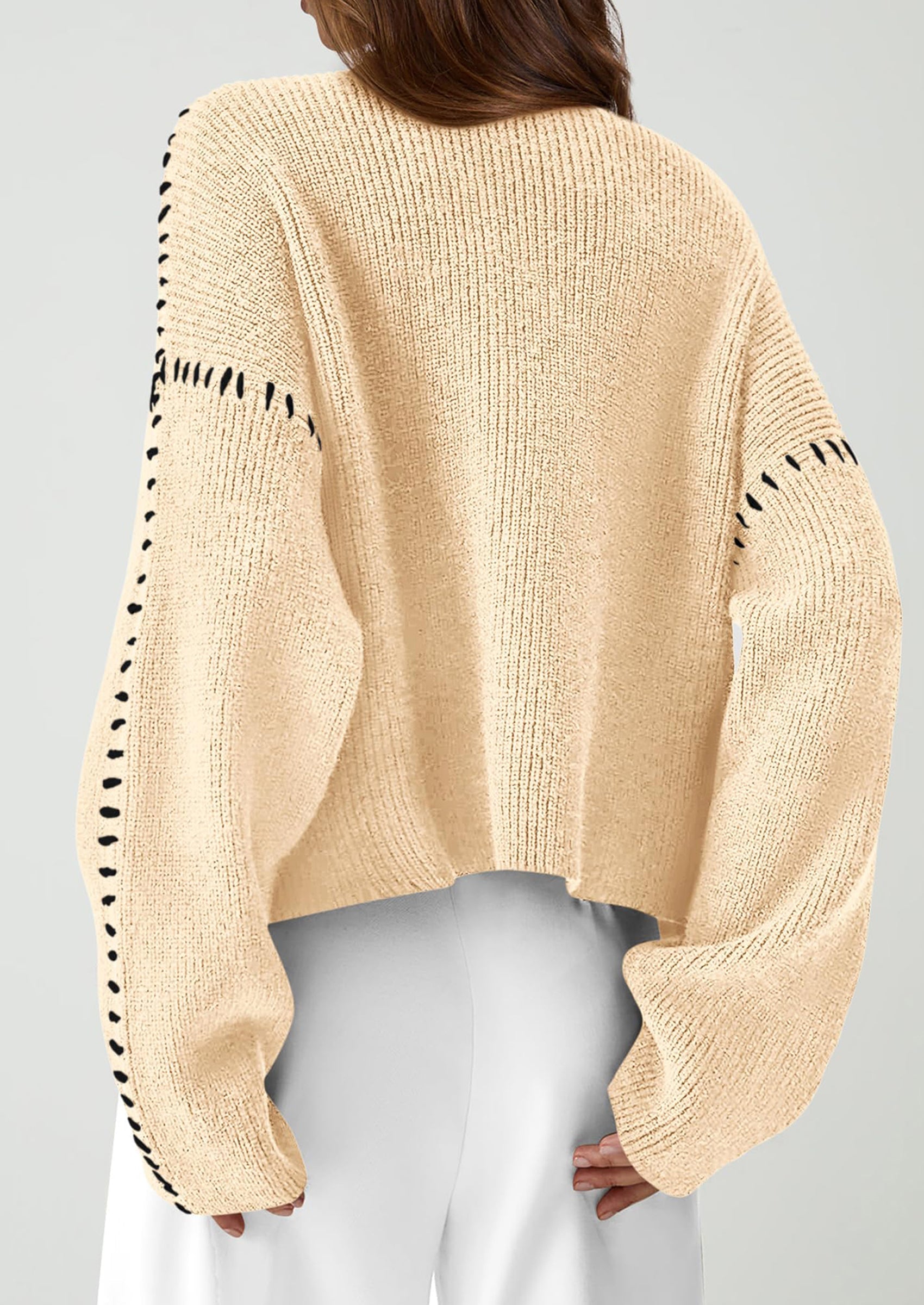 Women's Chunky Knit Sweaters Fall Long Sleeve Mock Neck Oversized Pullover Tops Winter Fashion Clothes