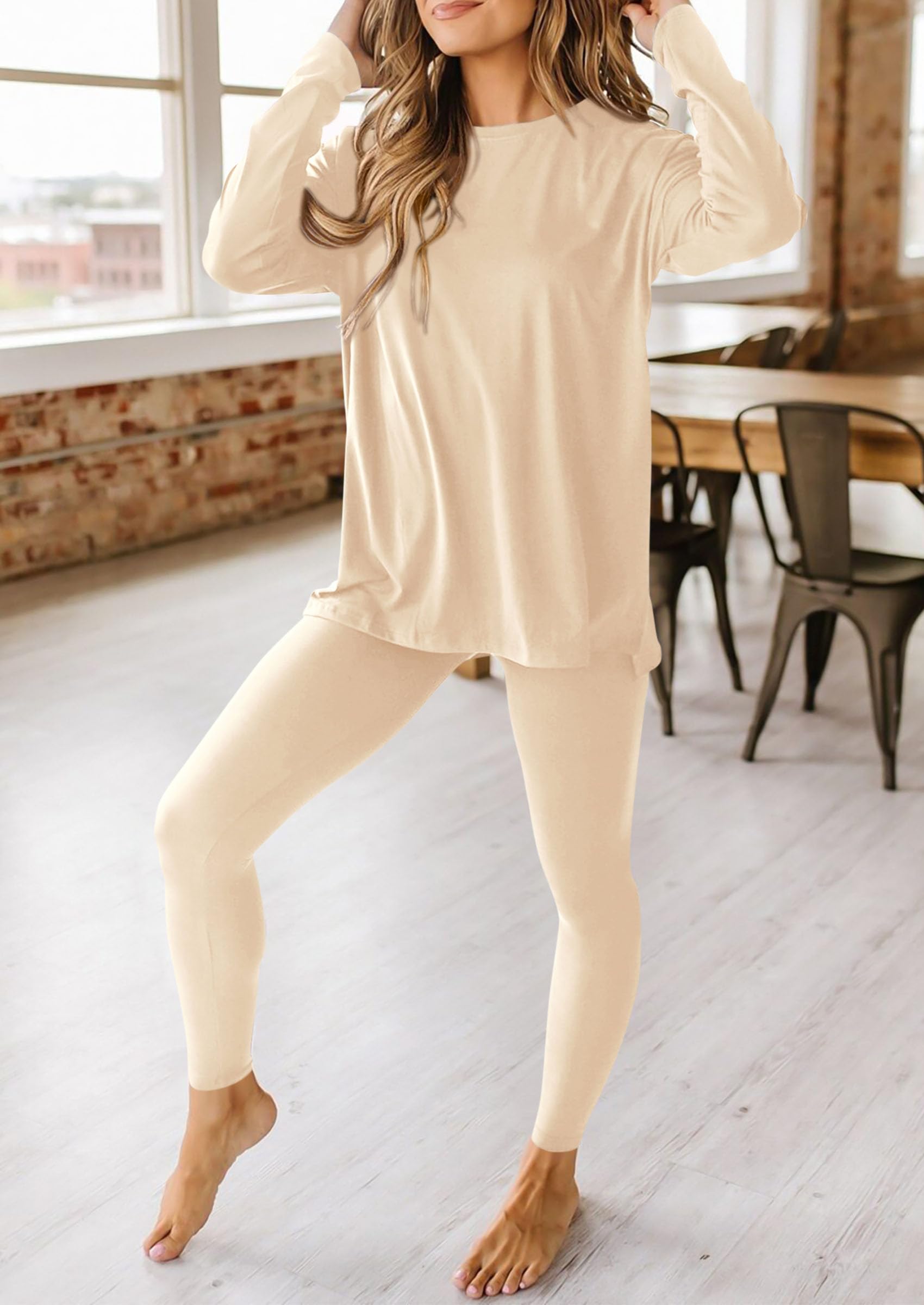 2 Piece Outfits Casual Long Sleeve Tunic Tops Legging Pants Lounge Sets Sweatsuits