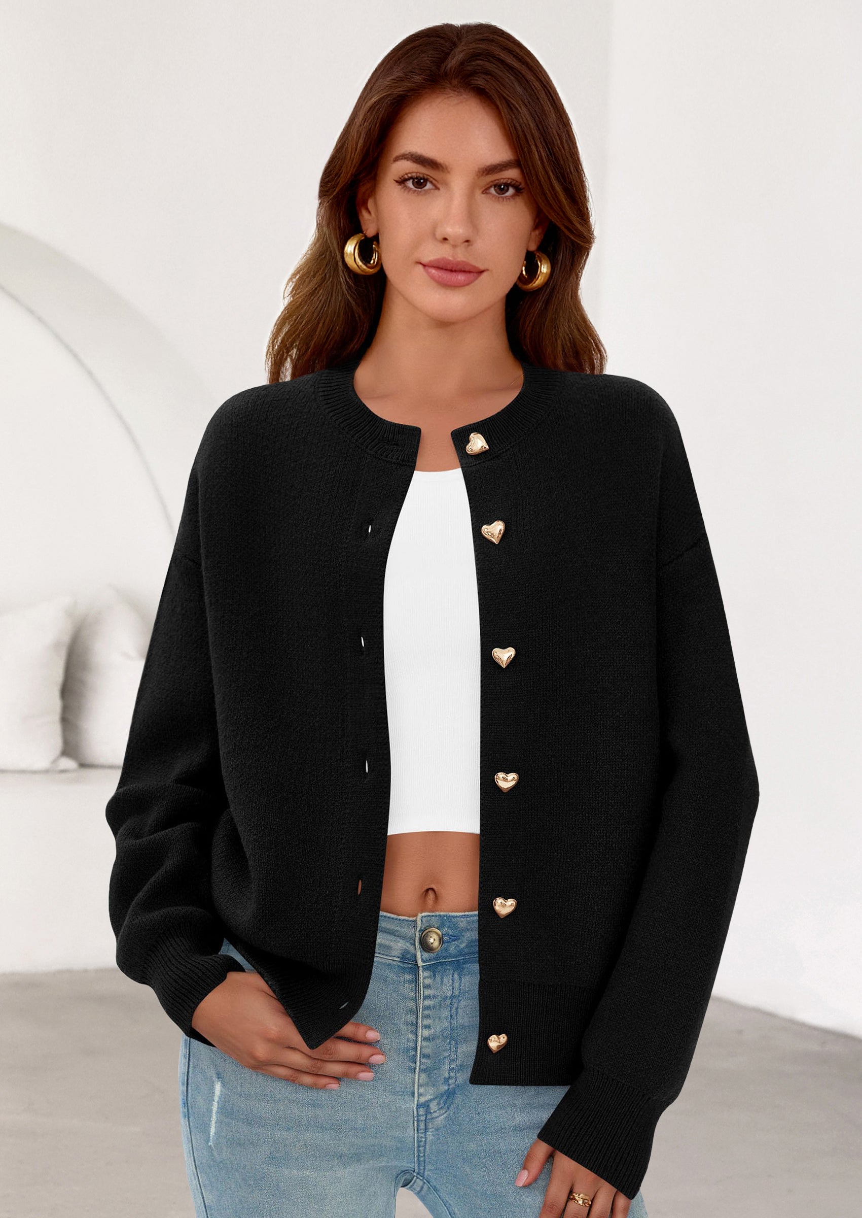 Cardigan Sweaters for Women Trendy Long Sleeve Open Front Button Down Jacket Fall Clothes Winter Coats