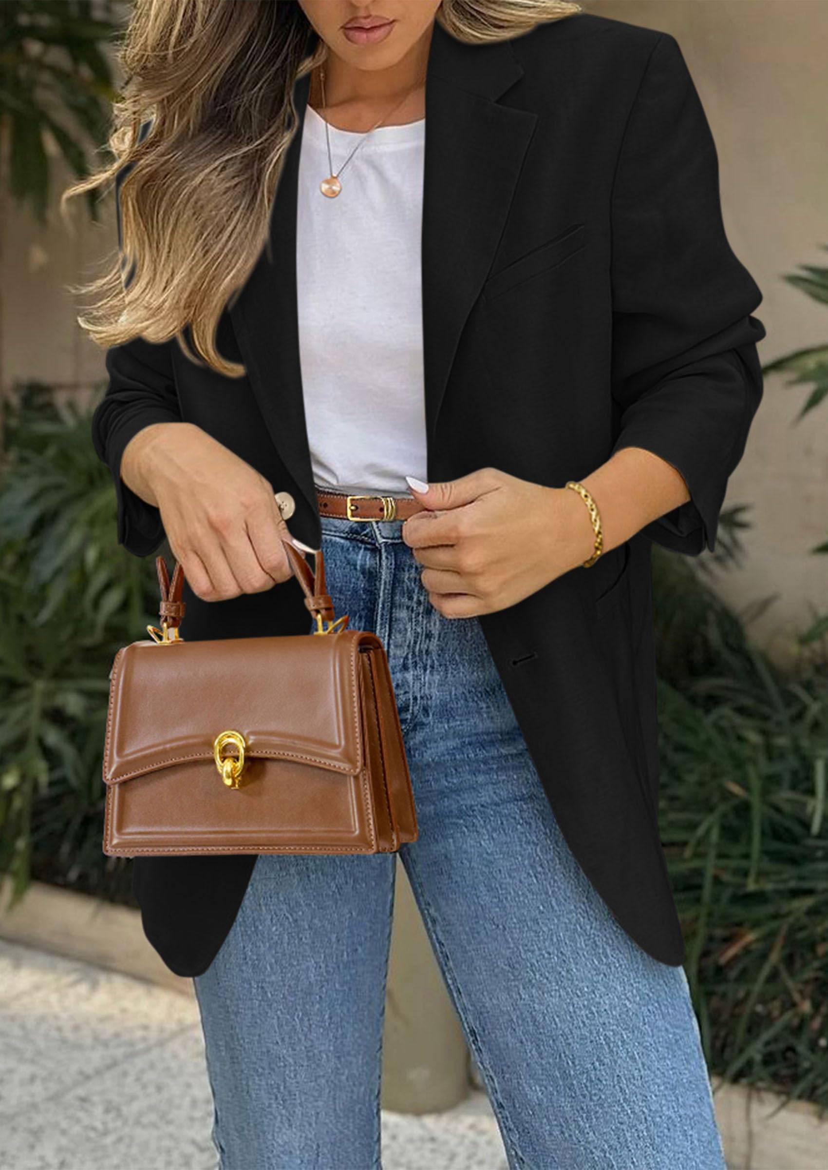 Blazers for Women Business Casual Long Sleeve Lapel Open Front Suit Jacket Work Blazer with Pockets