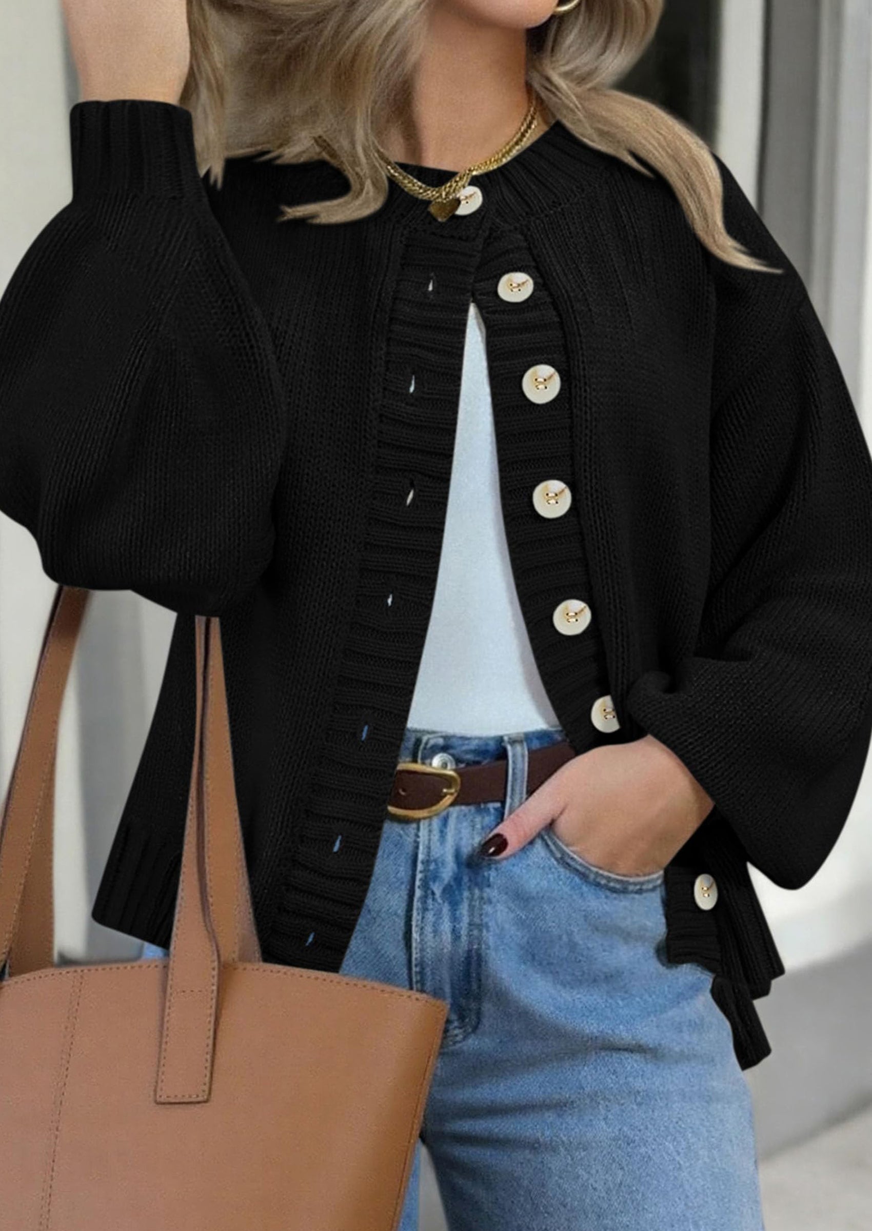 Women's Winter Cardigan Sweaters Trendy Chunky Knit Long Sleeve Button Up Casual Warm Fall Jackets Coats