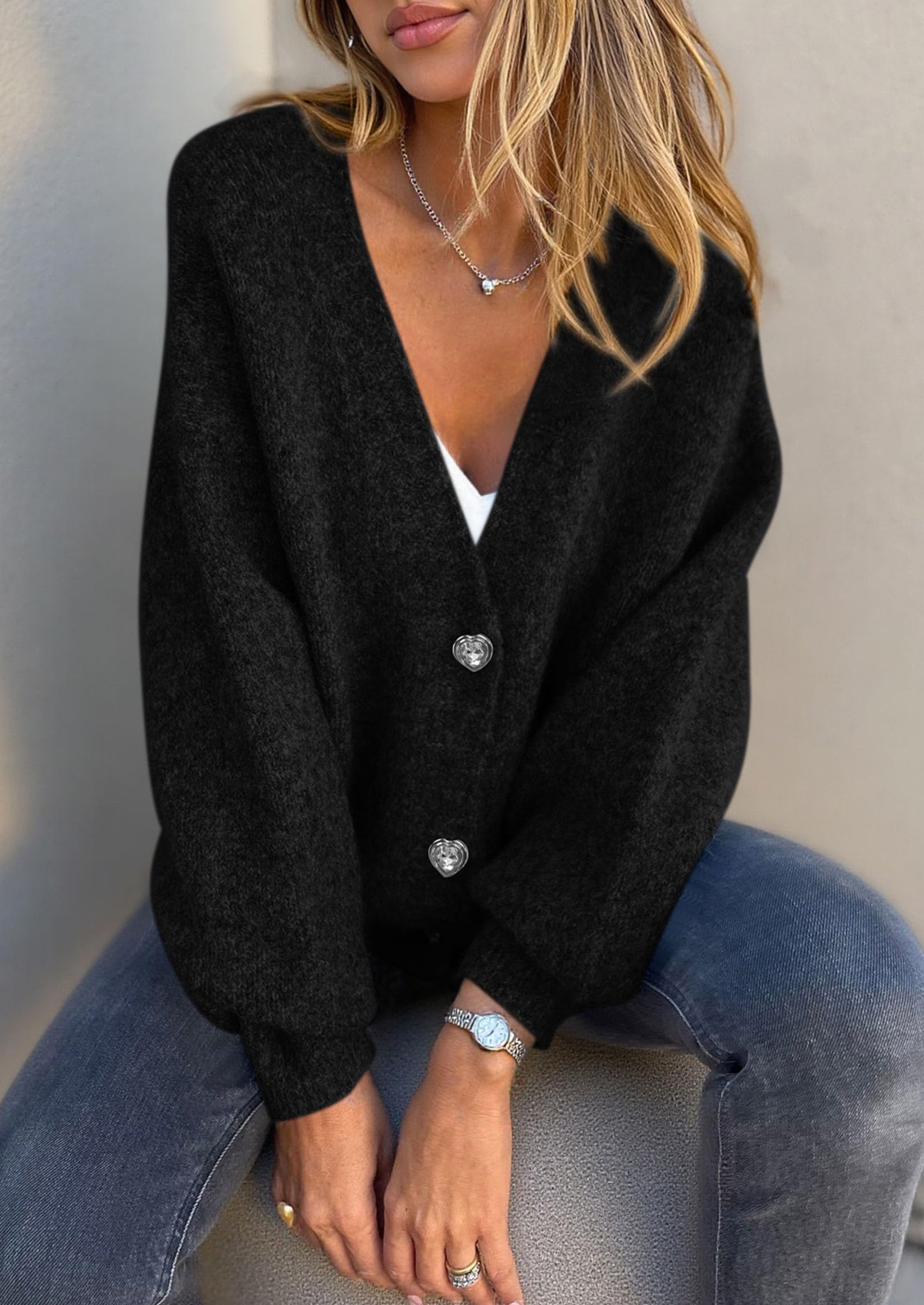 Cardigan Sweaters for Women Trendy Fall Long Sleeve Button Down Oversized Chunky Knit Sweater Outerwear