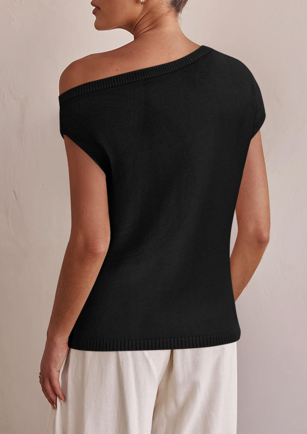 Womens Off The Shoulder Tops Summer Casual Short Sleeve Tunic T Shirts Lightweight Knit Sweaters