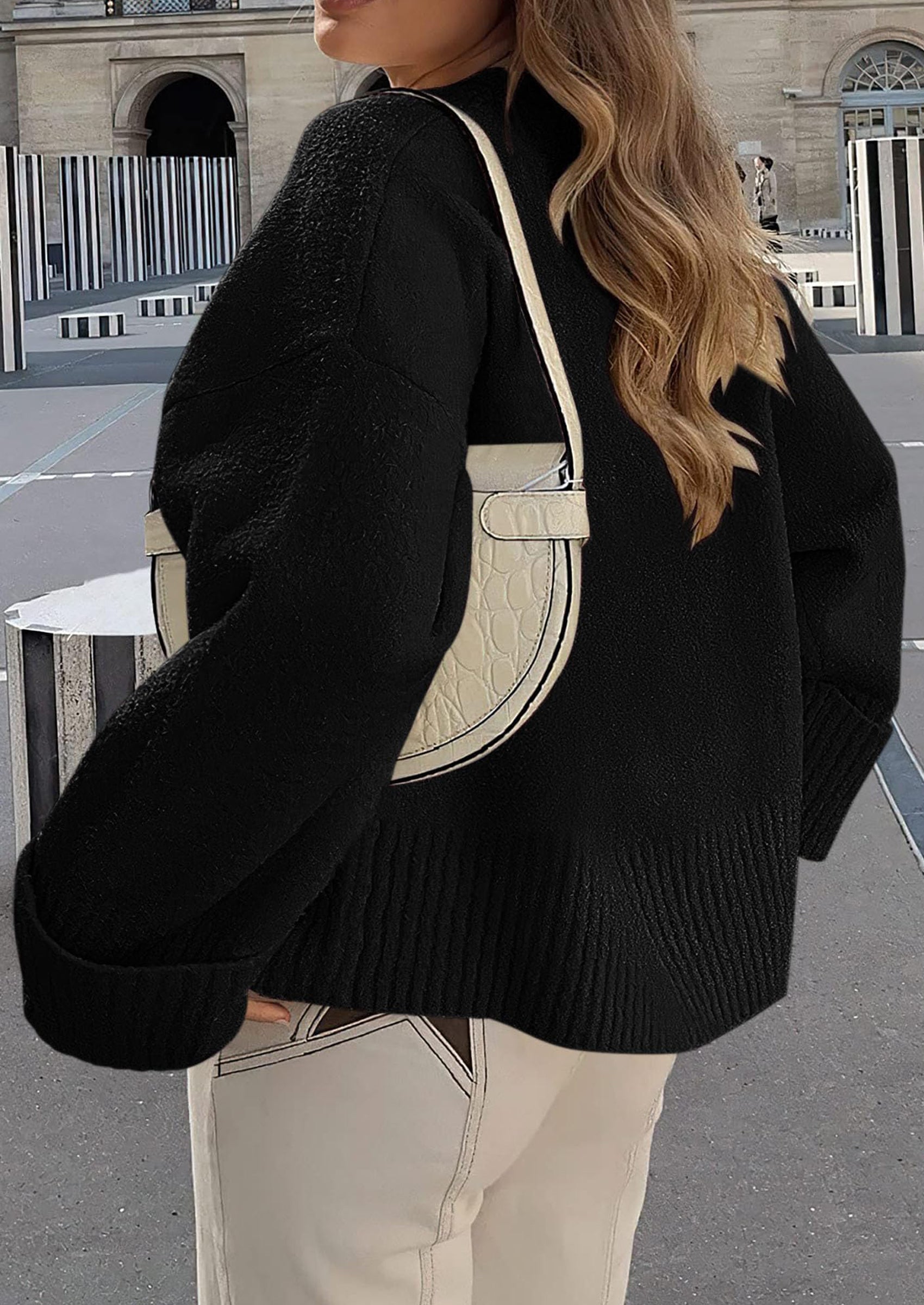 Women's Fall Oversized Sweaters Casual Crewneck Pullover Long Sleeve Fuzzy Chunky Knit Tops Blouse