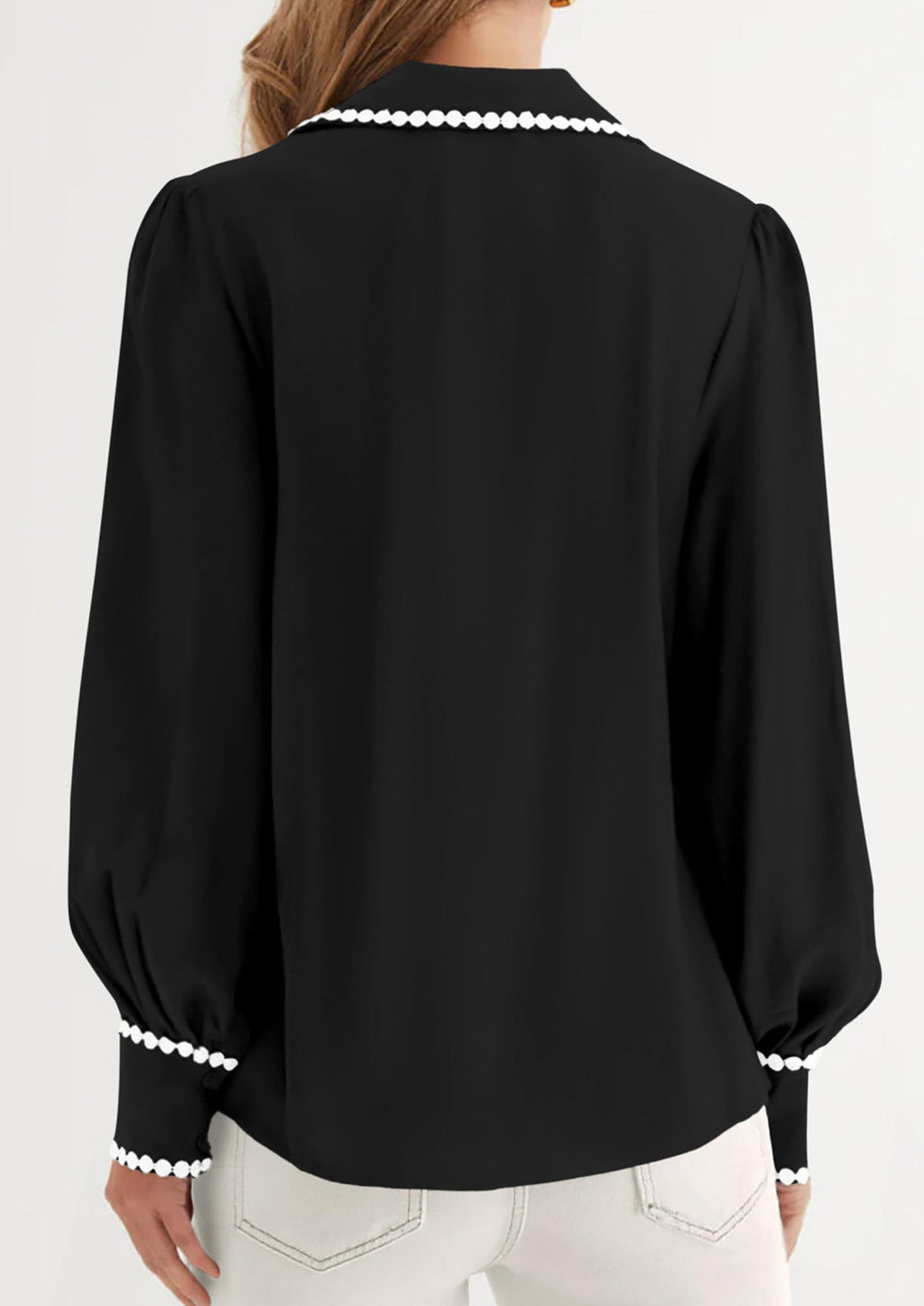 Womens Long Sleeve Button Down Shirts Trendy V Neck Loose Fit Fall Tops Collared Dressy Casual Blouses