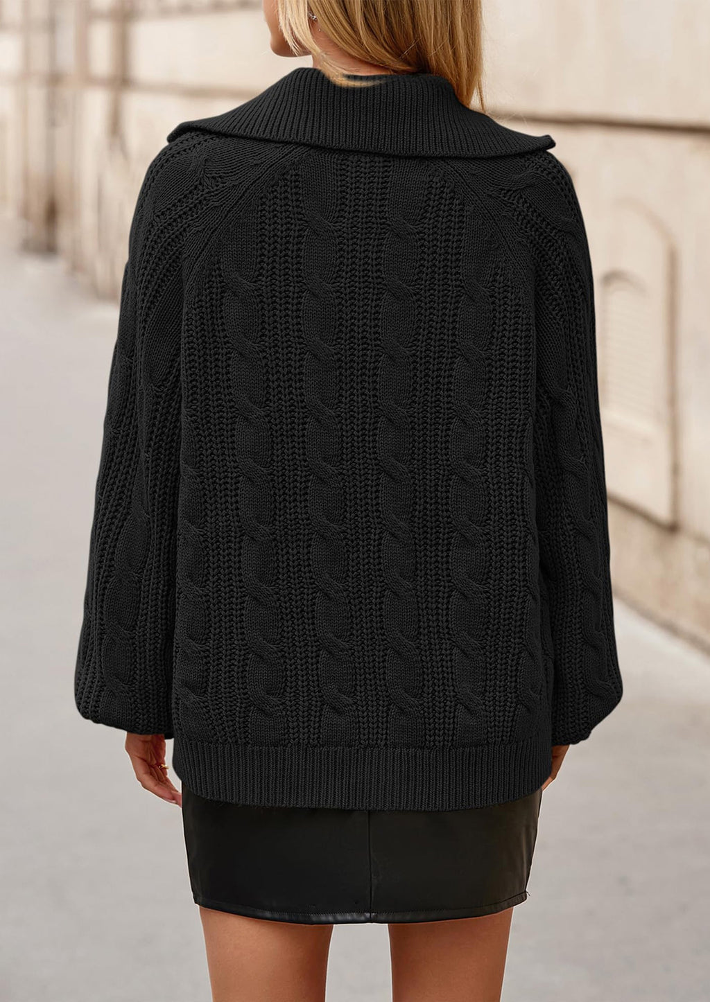 Sweaters for Women Fall Fashion Loose Quarter Zip Pullover Collared Long Sleeve Cable Knit Winter Clothes