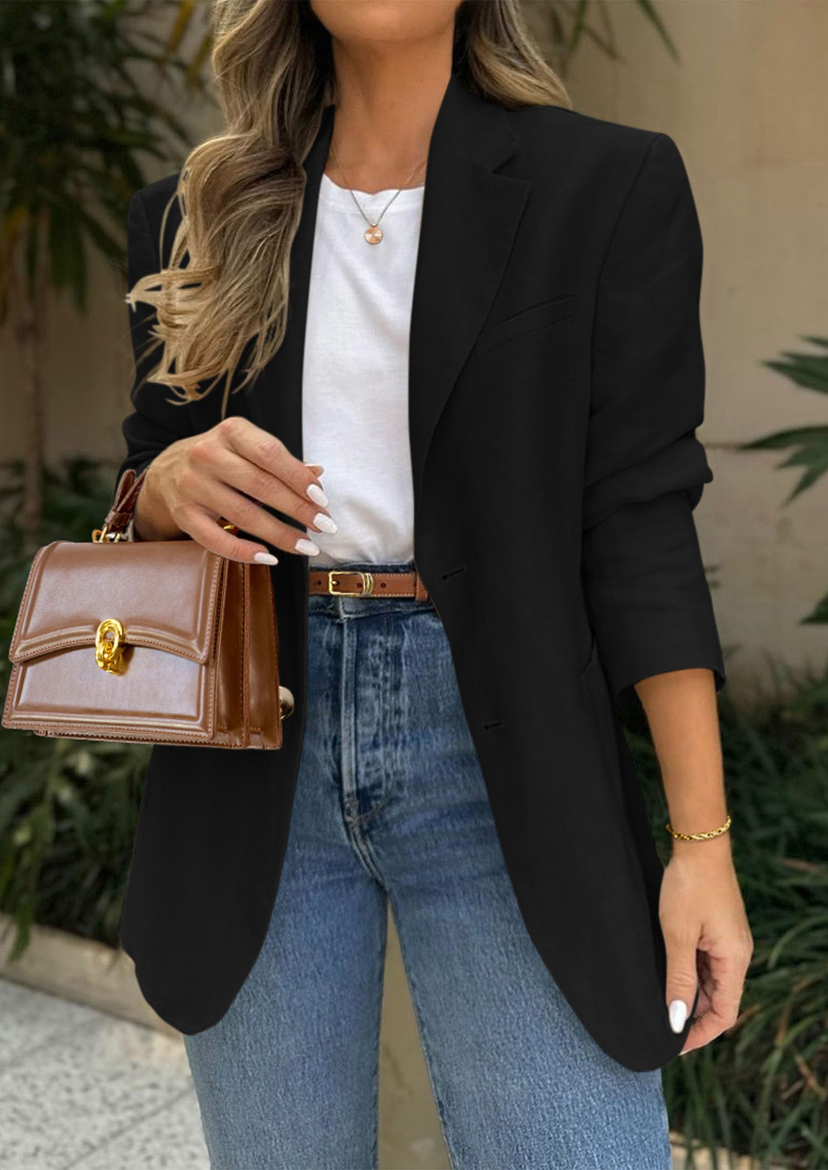 Blazers for Women Business Casual Long Sleeve Lapel Open Front Suit Jacket Work Blazer with Pockets