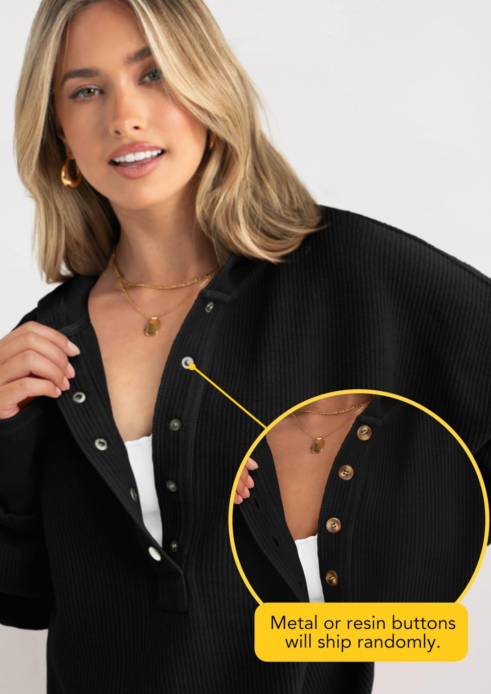 Womens Fashion Oversized Long Sleeve Hoodie Button Down V Neck Sweatshirt Side Slit Casual Pullover Tops