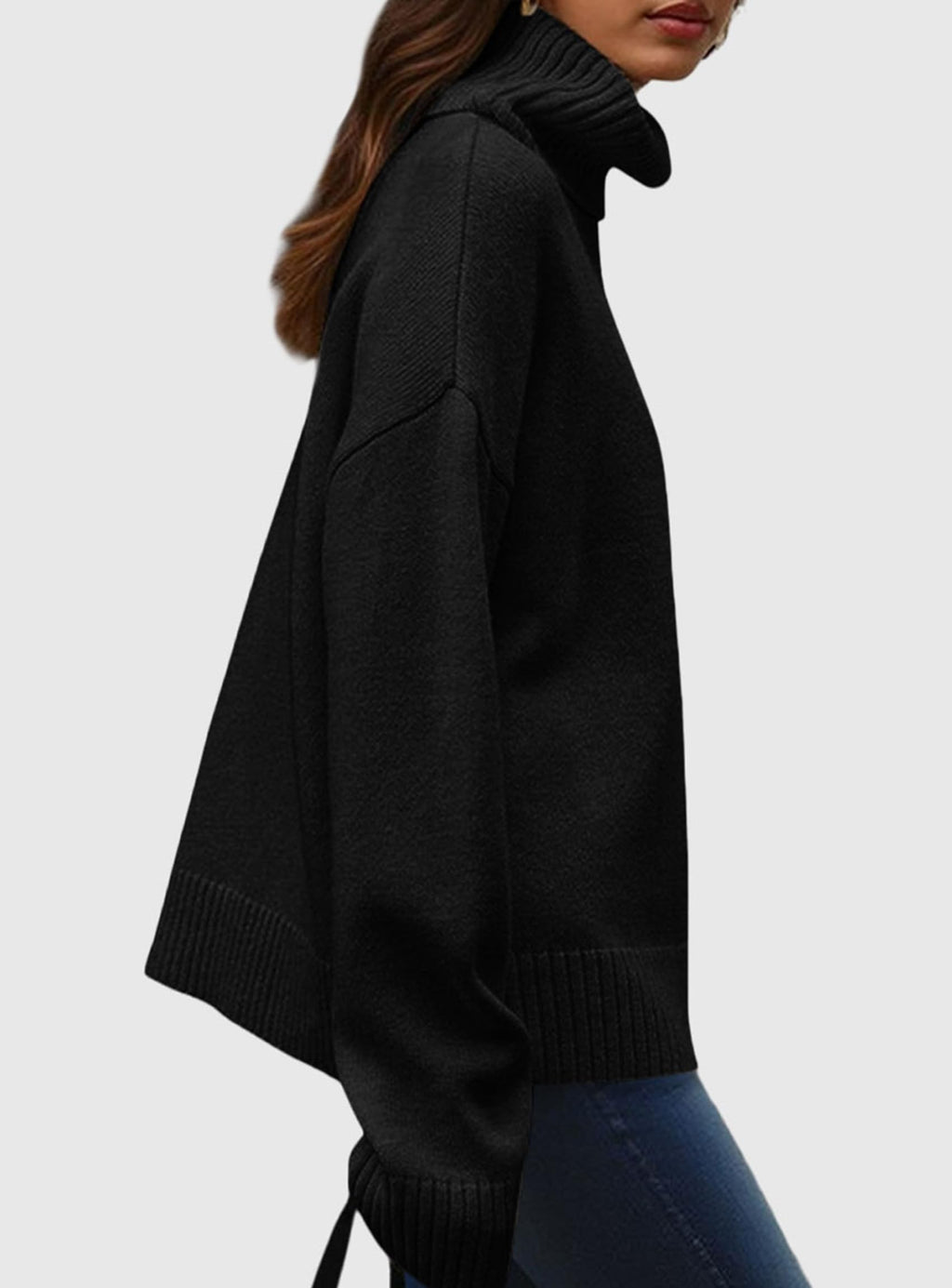 Womens Turtleneck Long Sleeve Sweater Fall Trendy Loose Fit Casual Tops Chunky Knit Pullover Sweaters