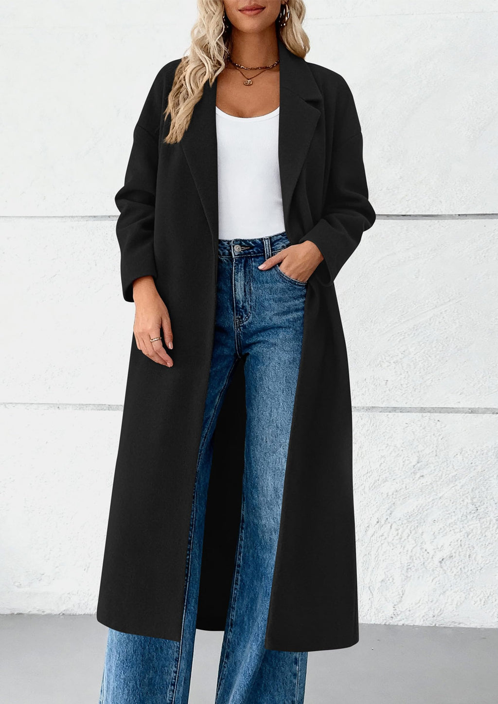 Womens Winter Coats Trendy Long Sleeve Notch Lapel Button Long Jackets Casual Oversized Vacation Outfits