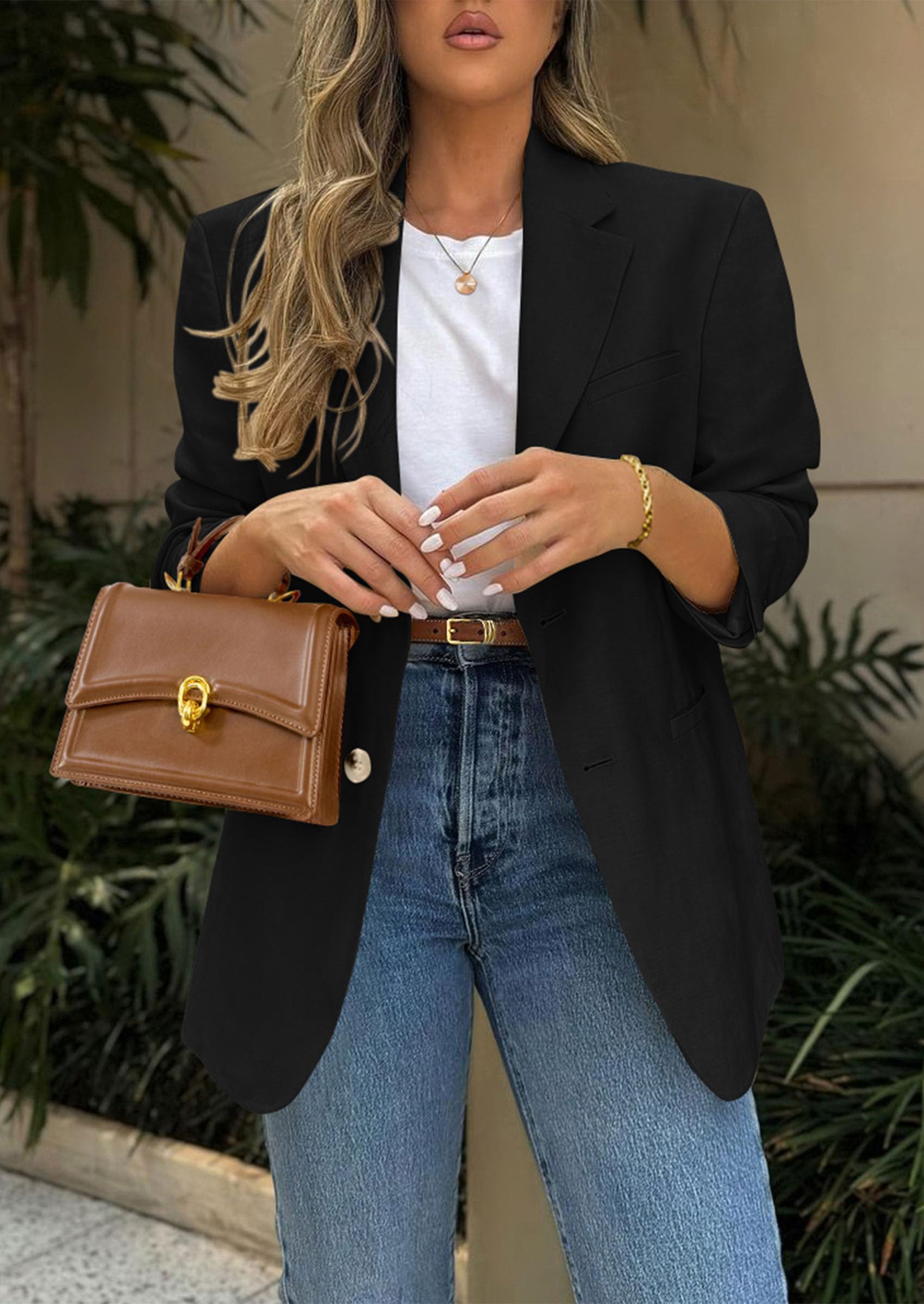 Blazers for Women Business Casual Long Sleeve Lapel Open Front Suit Jacket Work Blazer with Pockets