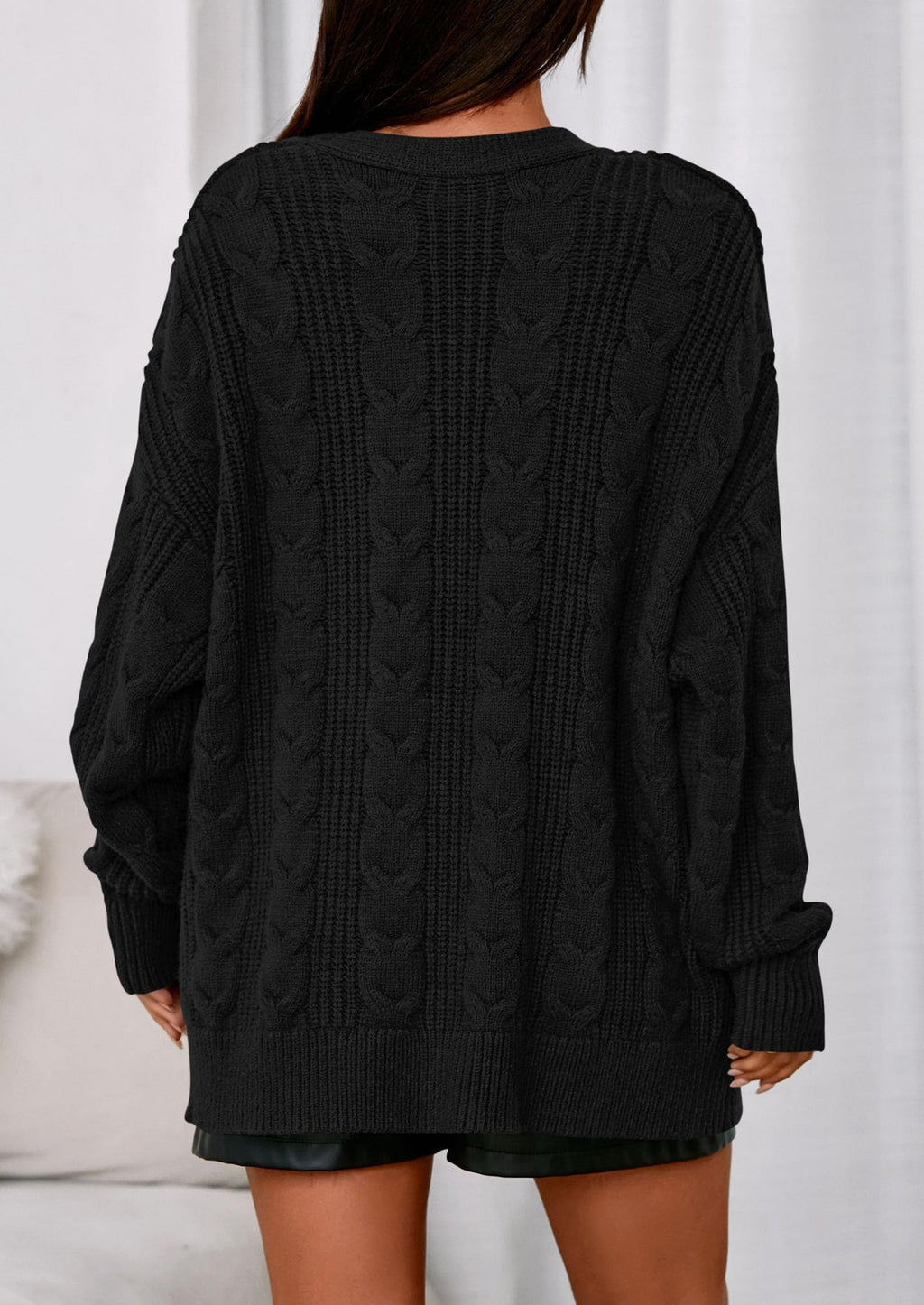 Women's Cable Knit Sweaters Fall Oversized Chunky Open Front Long Sleeve Cardigan Winter Coats