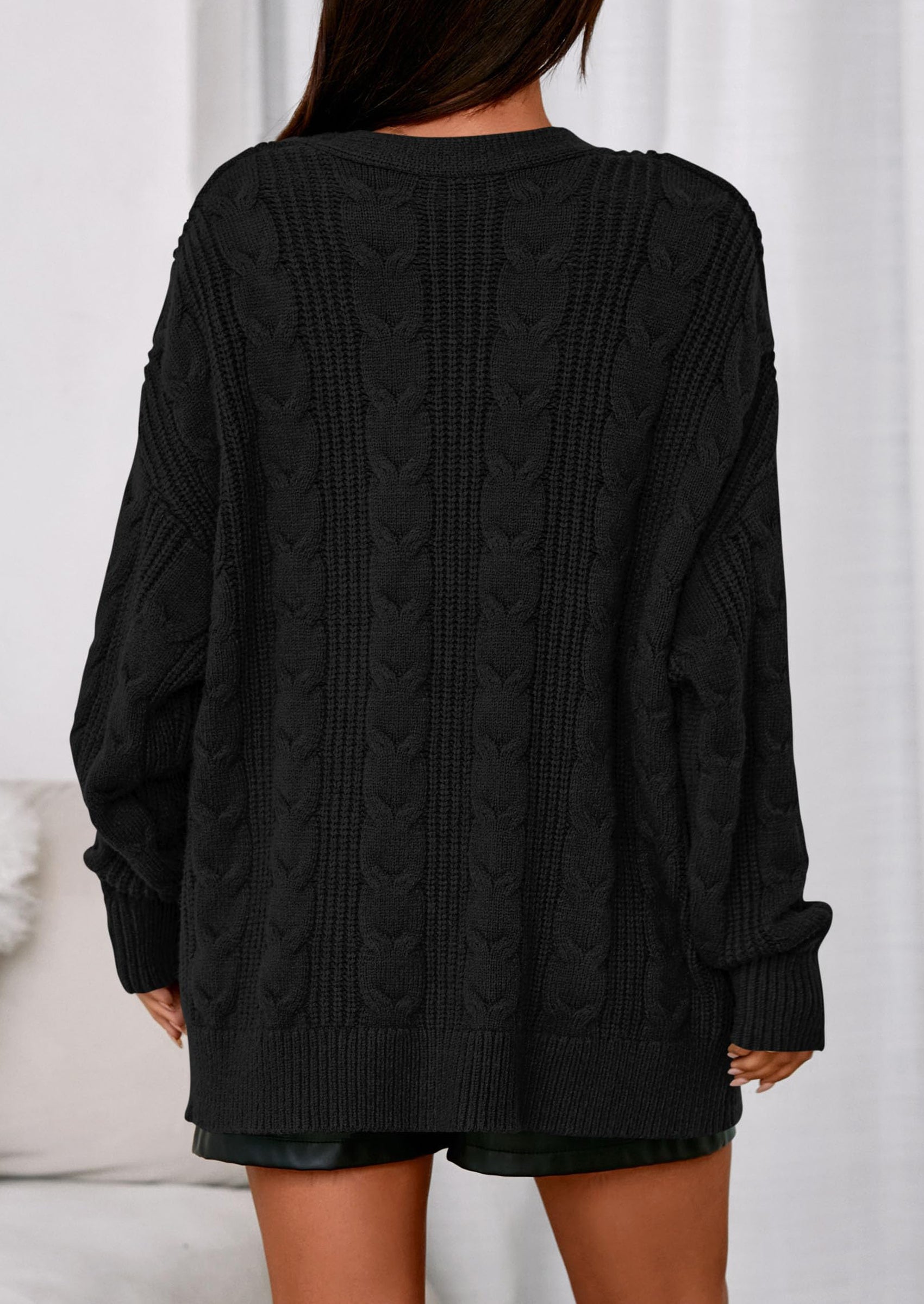 Women's Cable Knit Sweaters Fall Oversized Chunky Open Front Long Sleeve Cardigan Winter Coats