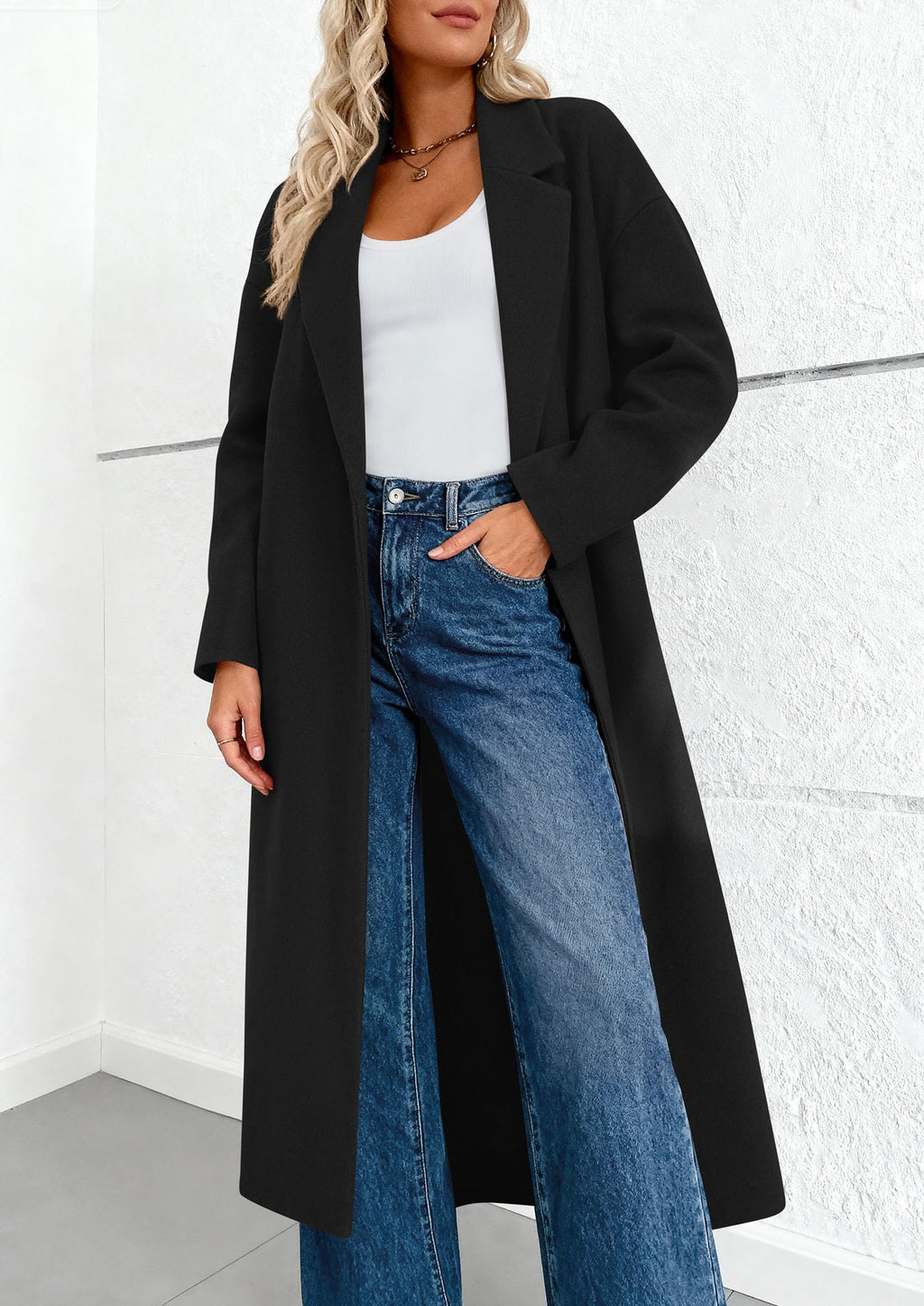 Womens Winter Coats Trendy Long Sleeve Notch Lapel Button Long Jackets Casual Oversized Vacation Outfits