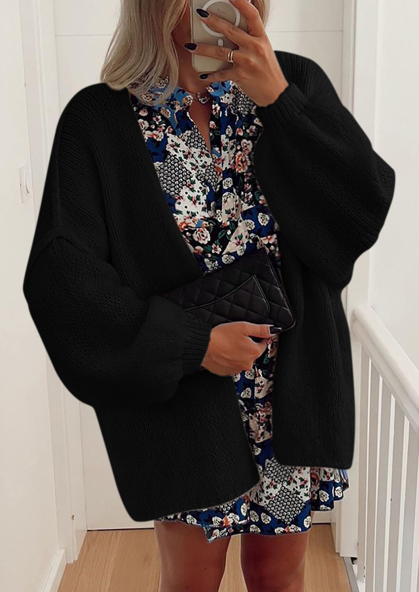 Womens Oversized Cardigan Sweaters Fall Long Lantern Sleeve Knit Open Front Lightweight Sweater