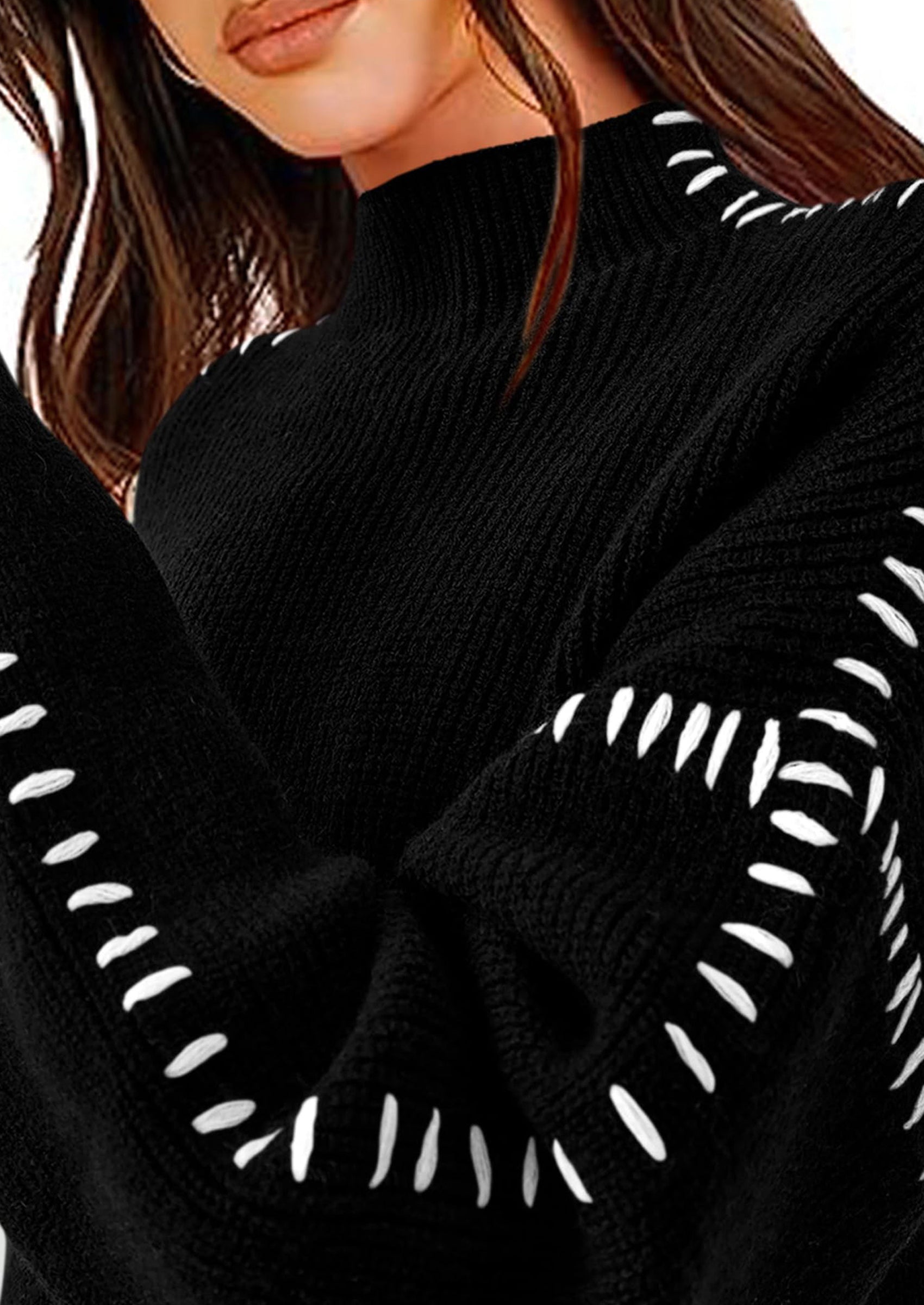 Women's Chunky Knit Sweaters Fall Long Sleeve Mock Neck Oversized Pullover Tops Winter Fashion Clothes