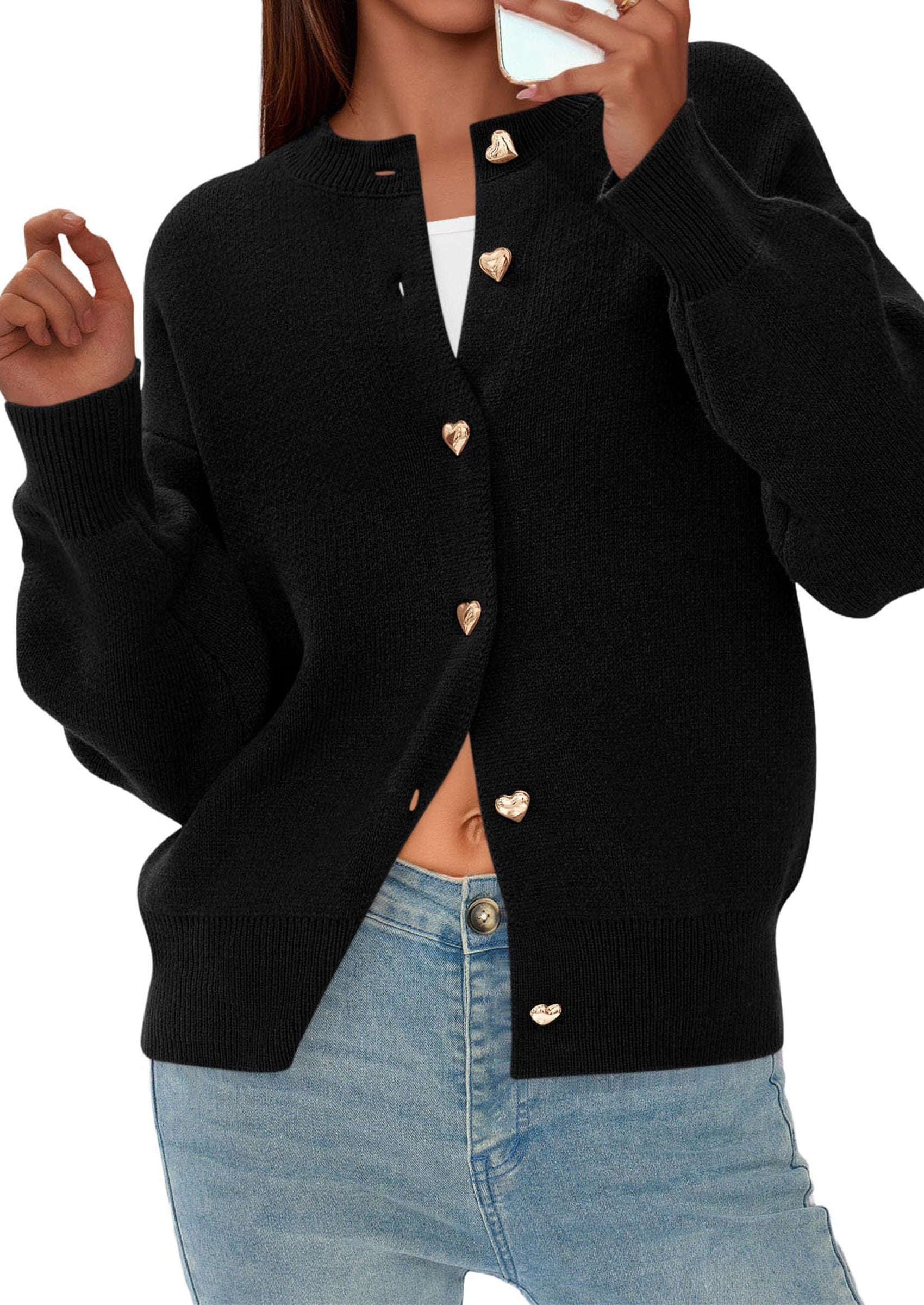 Cardigan Sweaters for Women Trendy Long Sleeve Open Front Button Down Jacket Fall Clothes Winter Coats