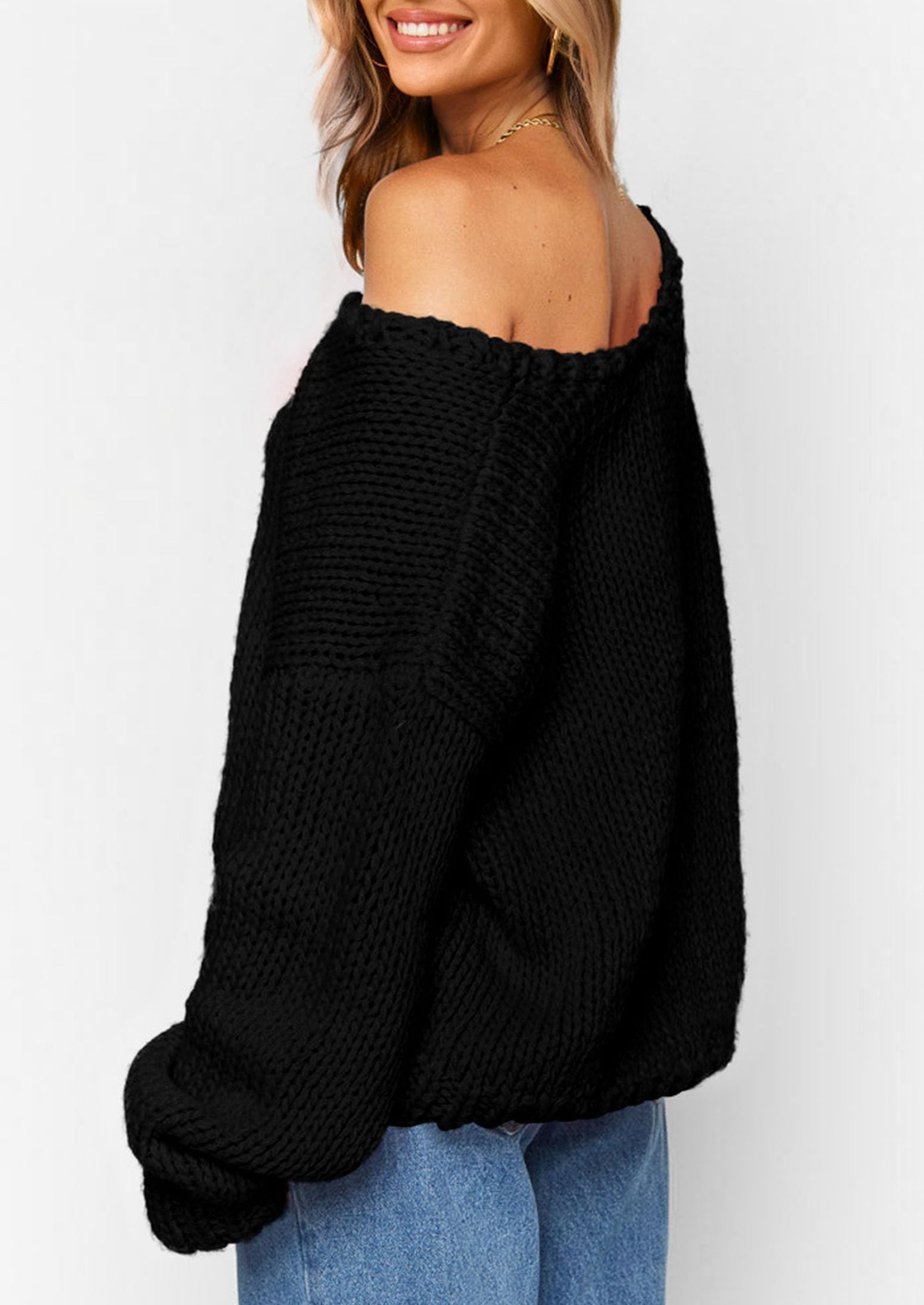 Women's Fall Oversized Sweaters Long Sleeve V Neck Dressy Casual Chunky Knit Loose Pullover Tops Winter Clothing