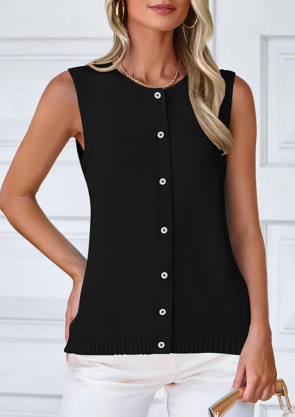 Sweater Vest Women Spring Summer Casual Lightweight Knit Sleeveless Button Down Tank Tops Trendy Clothes
