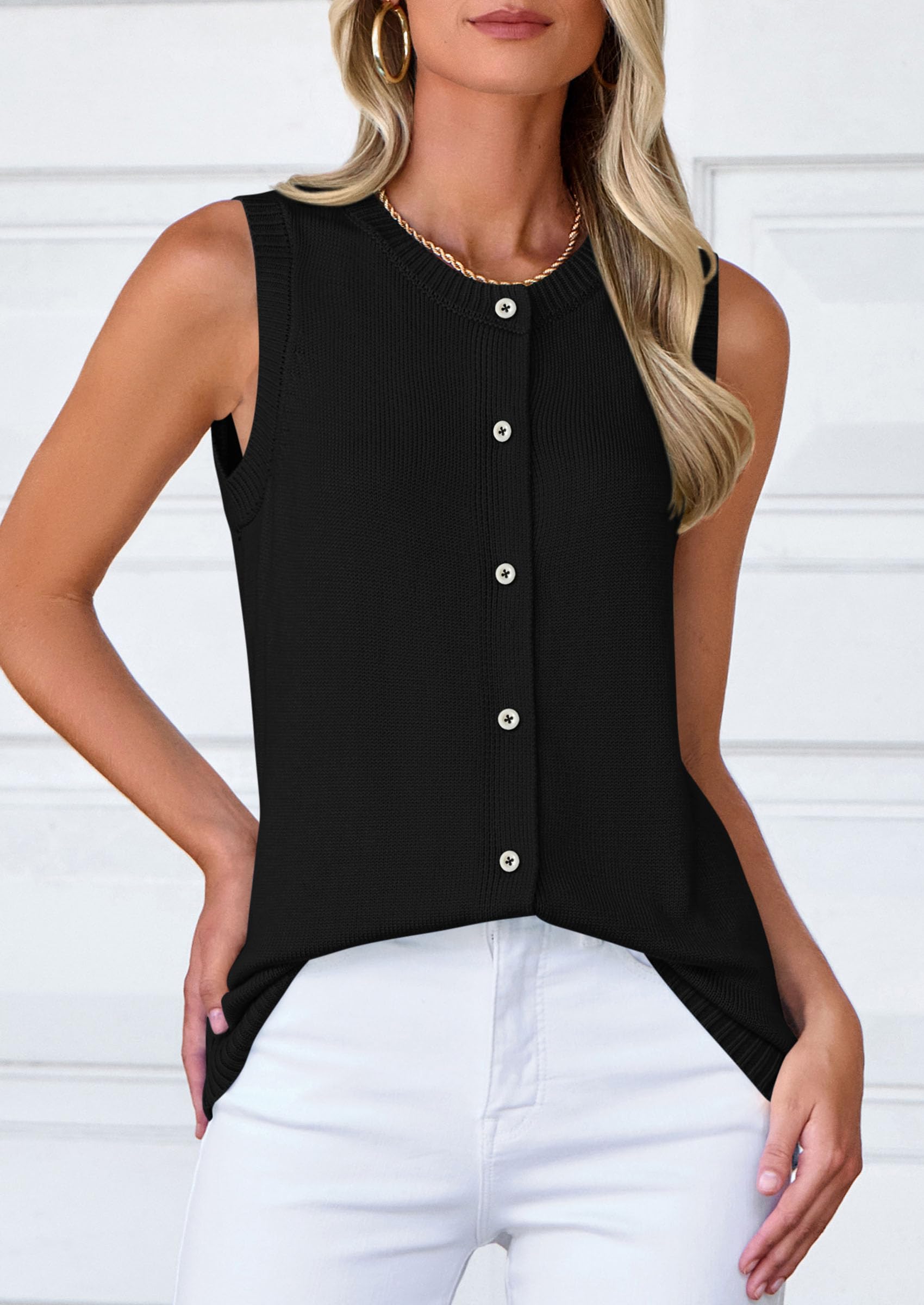 Sweater Vest Women Spring Summer Casual Lightweight Knit Sleeveless Button Down Tank Tops Trendy Clothes