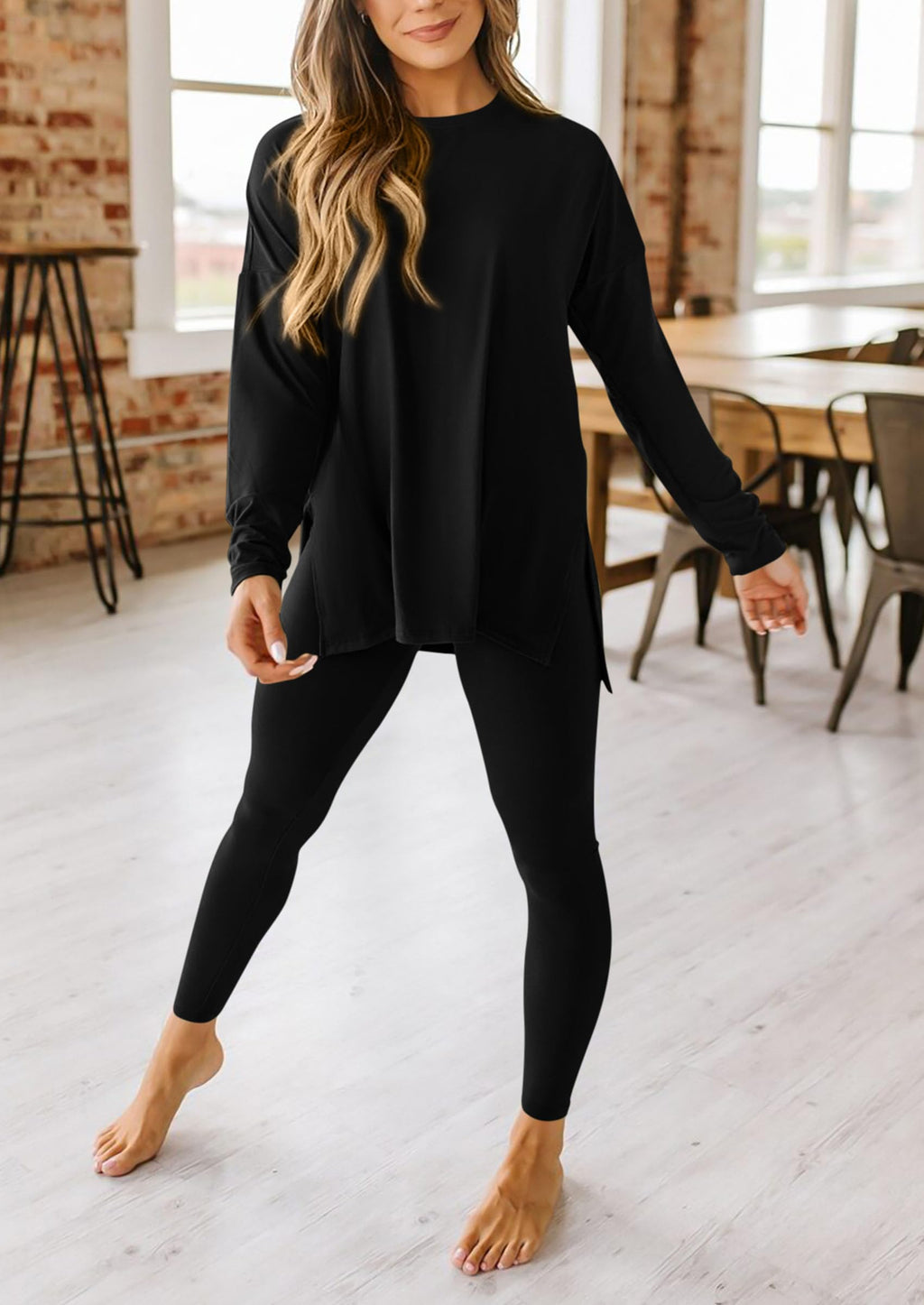 2 Piece Outfits Casual Long Sleeve Tunic Tops Legging Pants Lounge Sets Sweatsuits