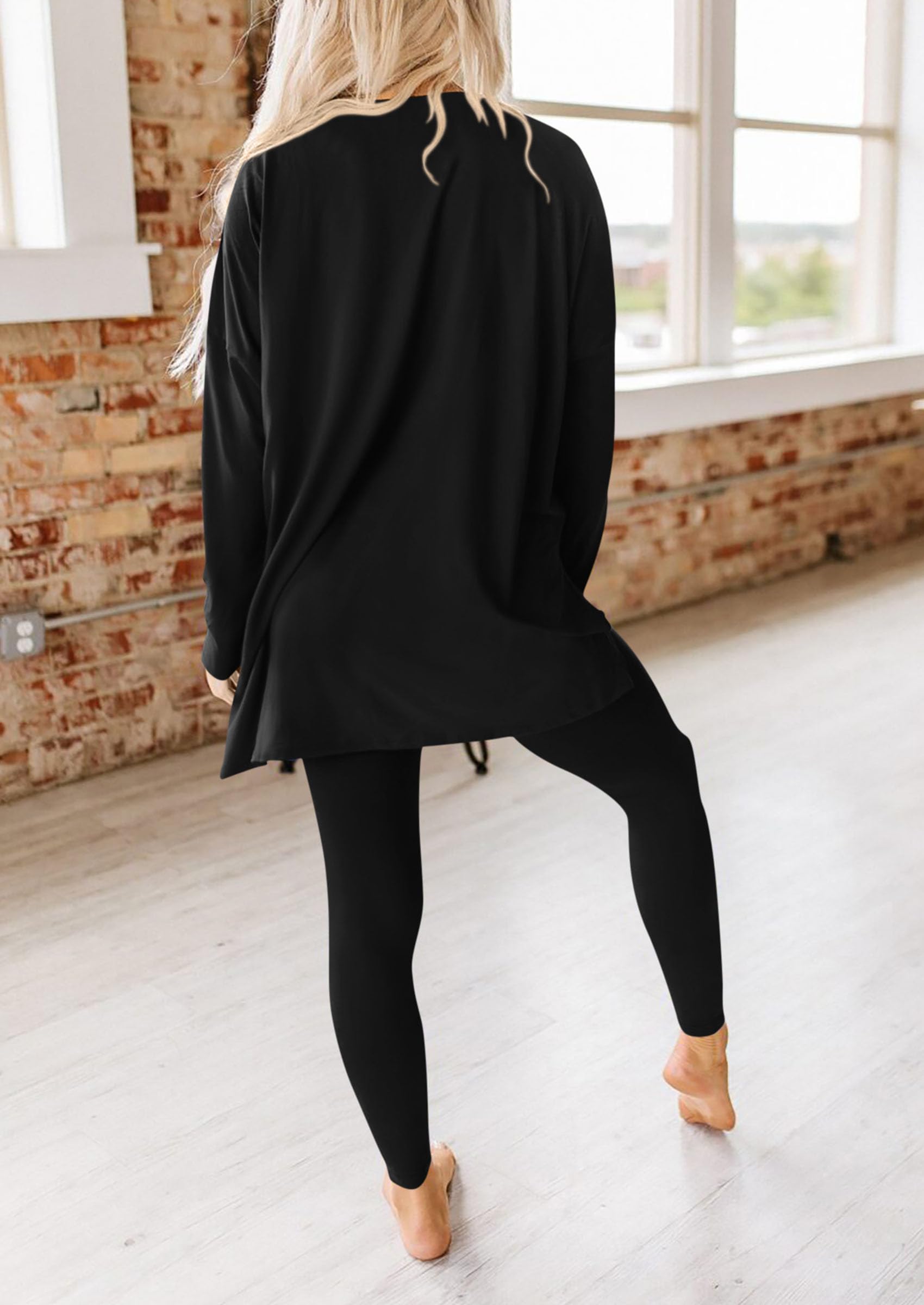 2 Piece Outfits Casual Long Sleeve Tunic Tops Legging Pants Lounge Sets Sweatsuits