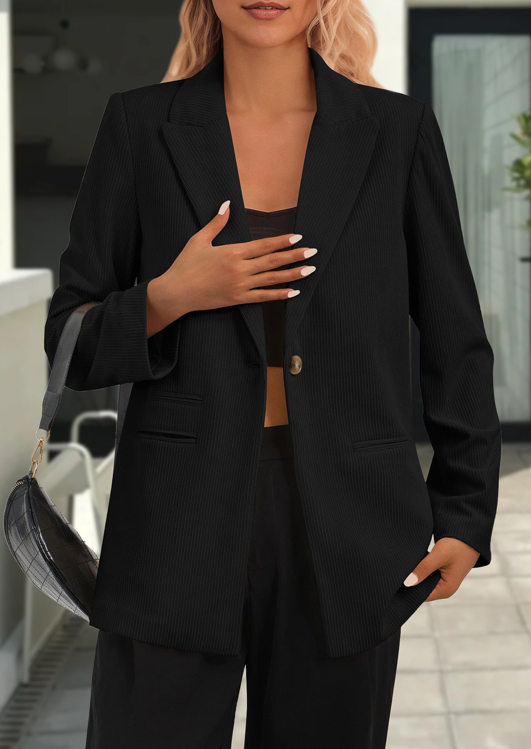 Women's Winter Corduroy Blazers Jackets Dressy Casual Ribbed Long Sleeve Lapel Fashion Work Business Outerwear