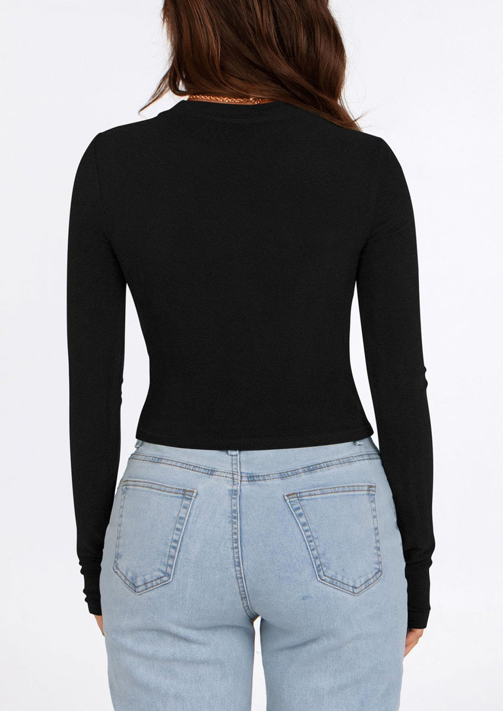 Women's Long Sleeve Crop Tops Y2K Spring Fall Fashion Clothes Basic Slim Fit Tee Shirts Blouse