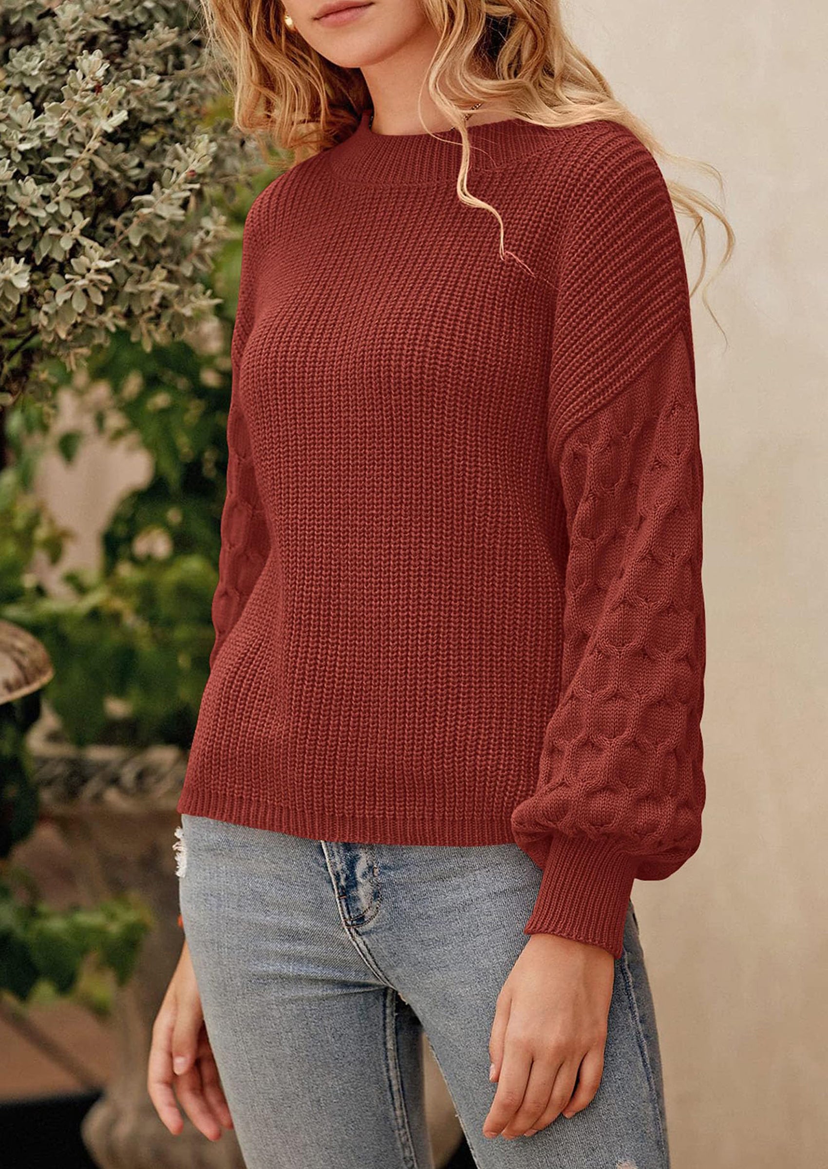 Women's Fall Pullover Sweater Casual Long Sleeve Loose Chunky Knit Tops Blouse Winter Fashion Clothing
