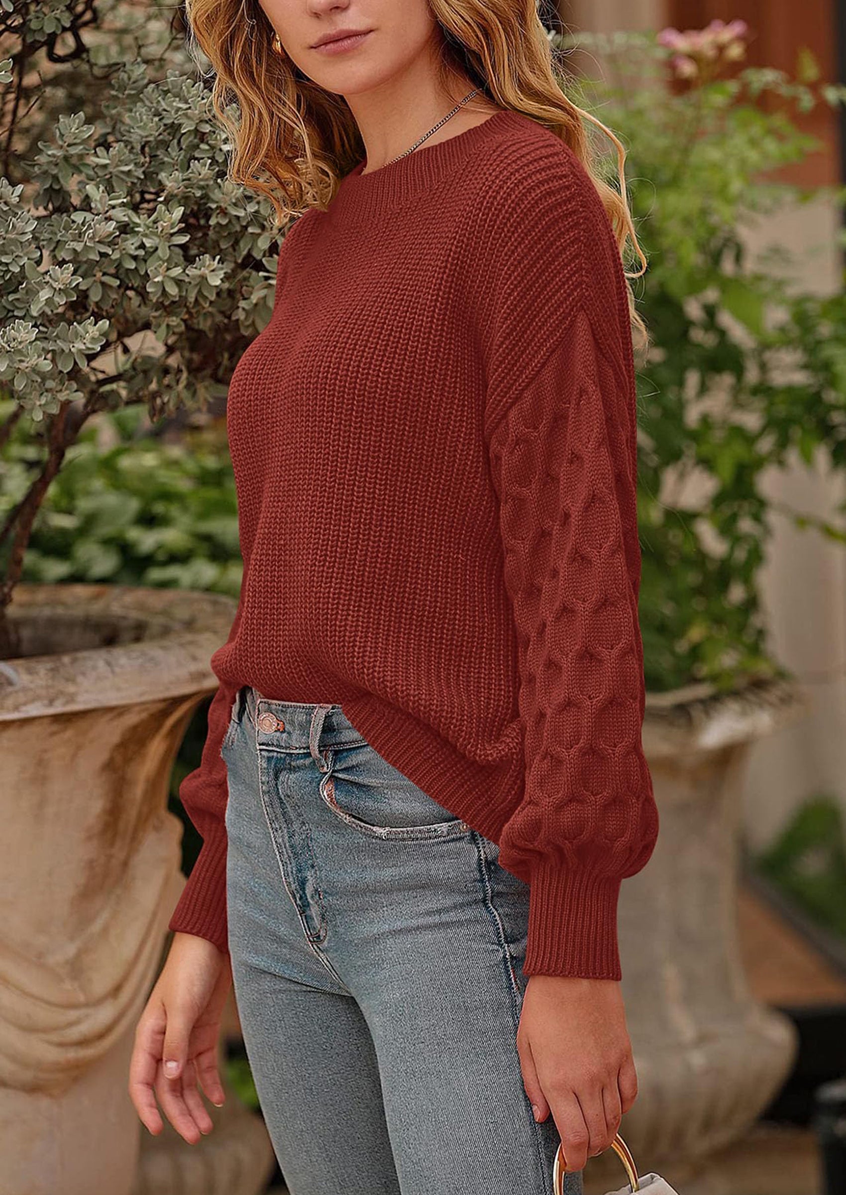 Women's Fall Pullover Sweater Casual Long Sleeve Loose Chunky Knit Tops Blouse Winter Fashion Clothing