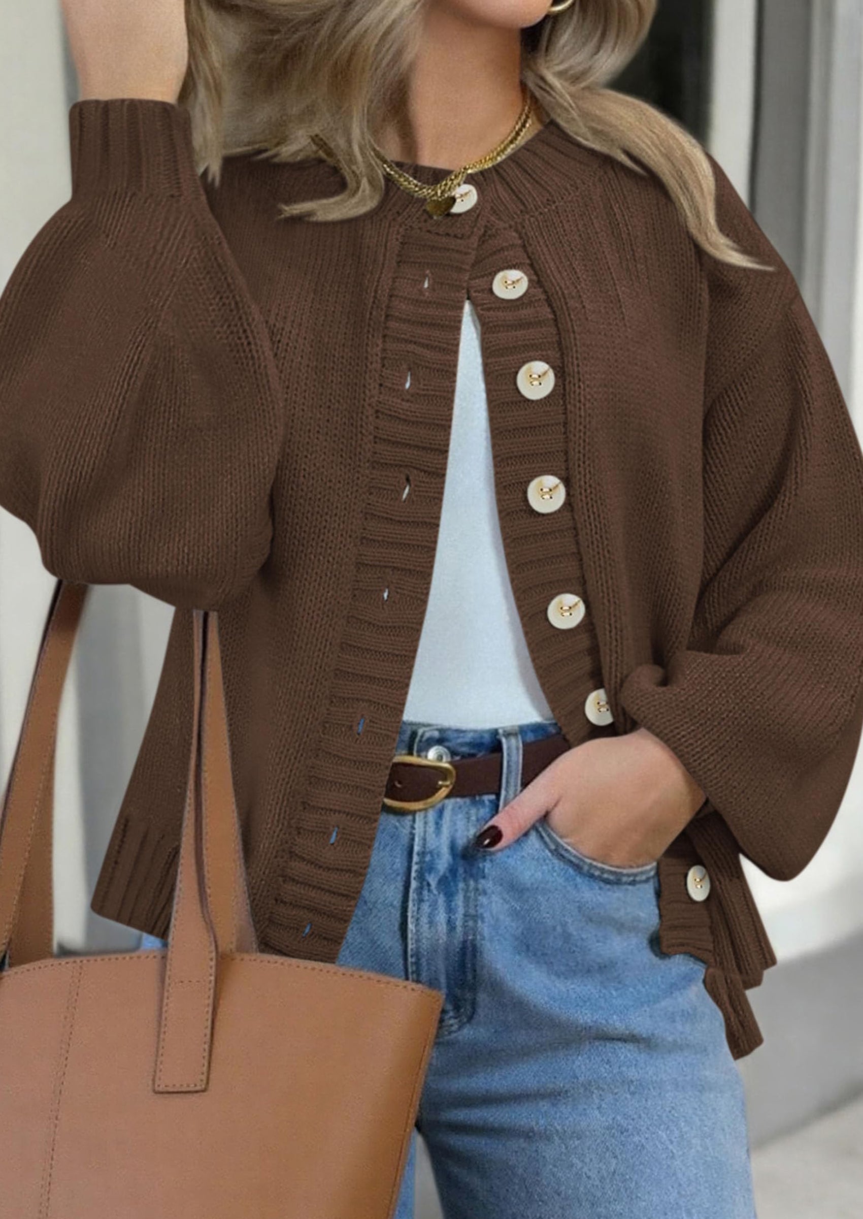 Women's Winter Cardigan Sweaters Trendy Chunky Knit Long Sleeve Button Up Casual Warm Fall Jackets Coats