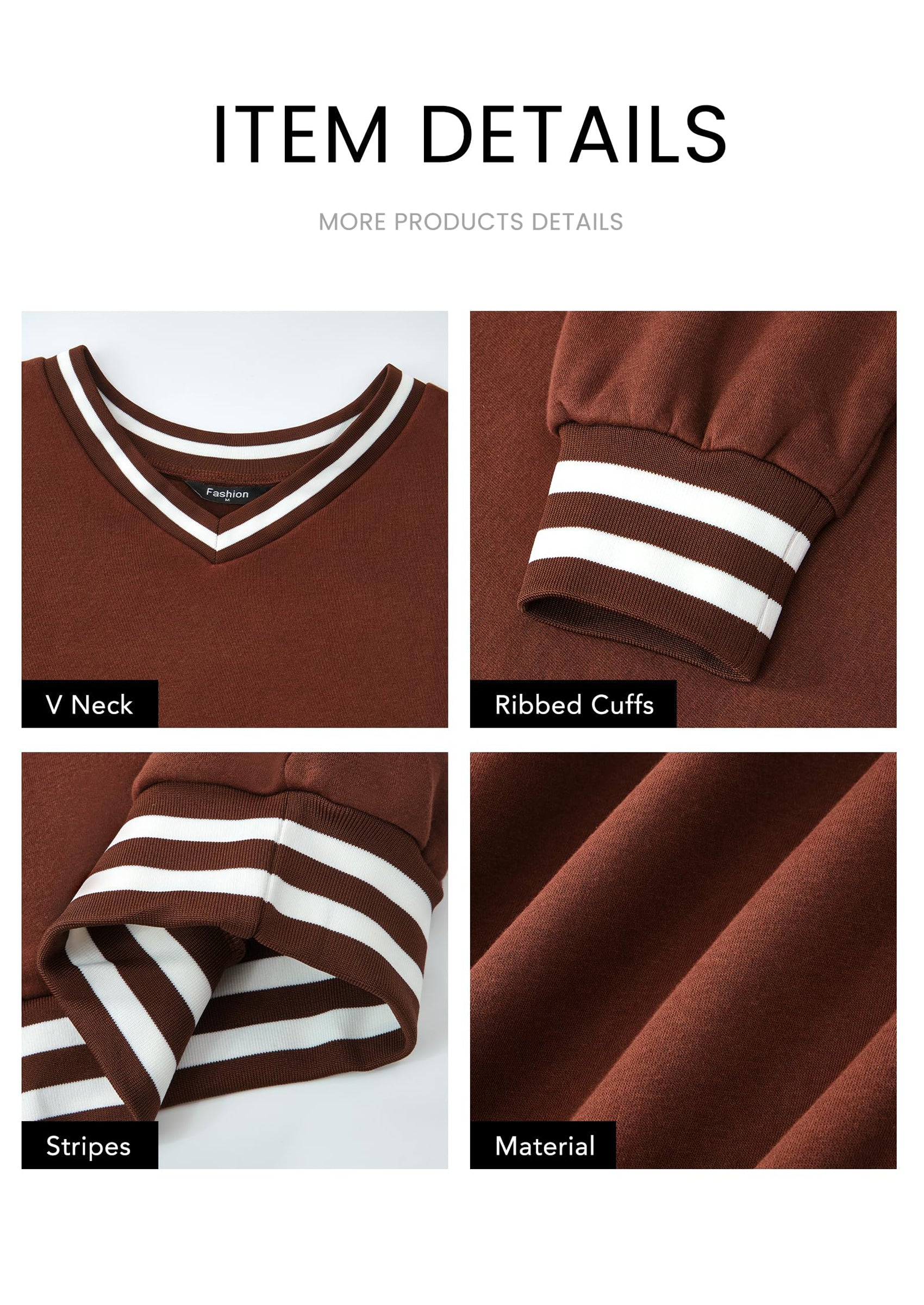 Women's Oversized Sweatshirts Casual Long Sleeve Stripes Knit V Neck Pullover Top Fall Teens Preppy Clothes