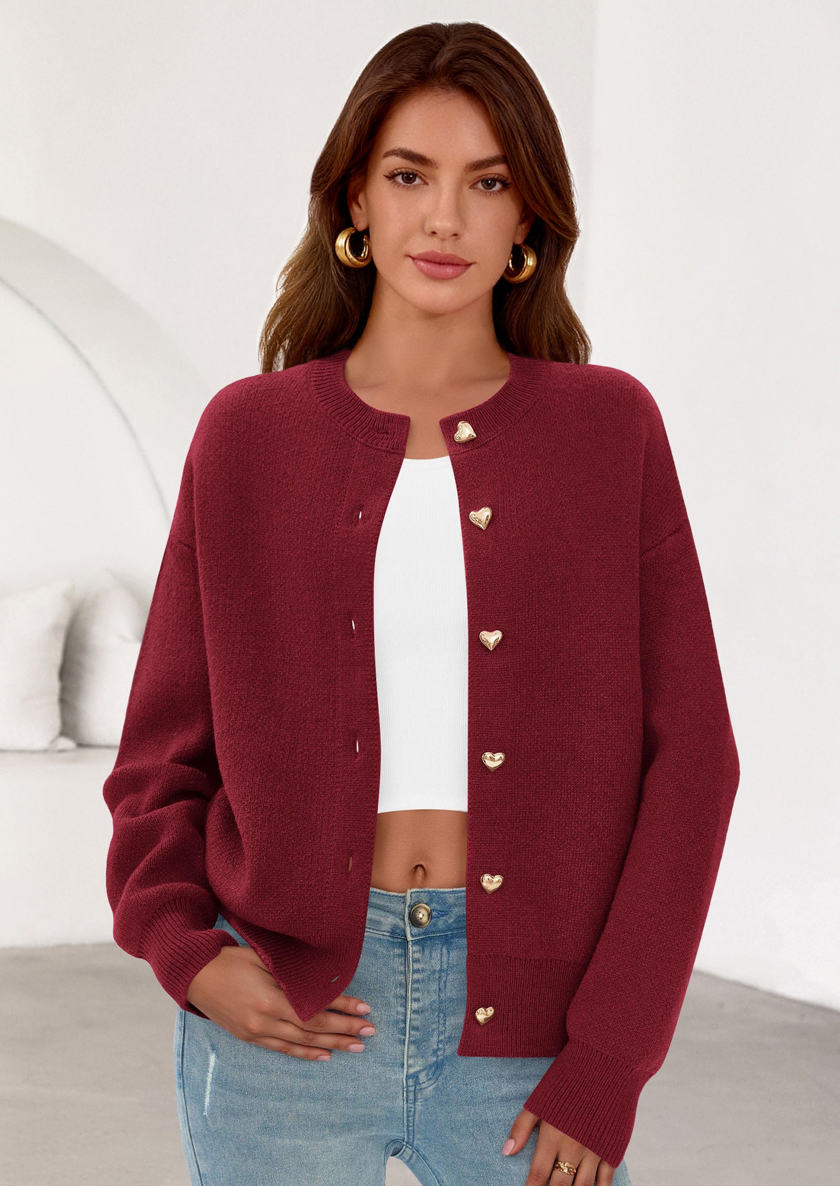 Cardigan Sweaters for Women Trendy Long Sleeve Open Front Button Down Jacket Fall Clothes Winter Coats