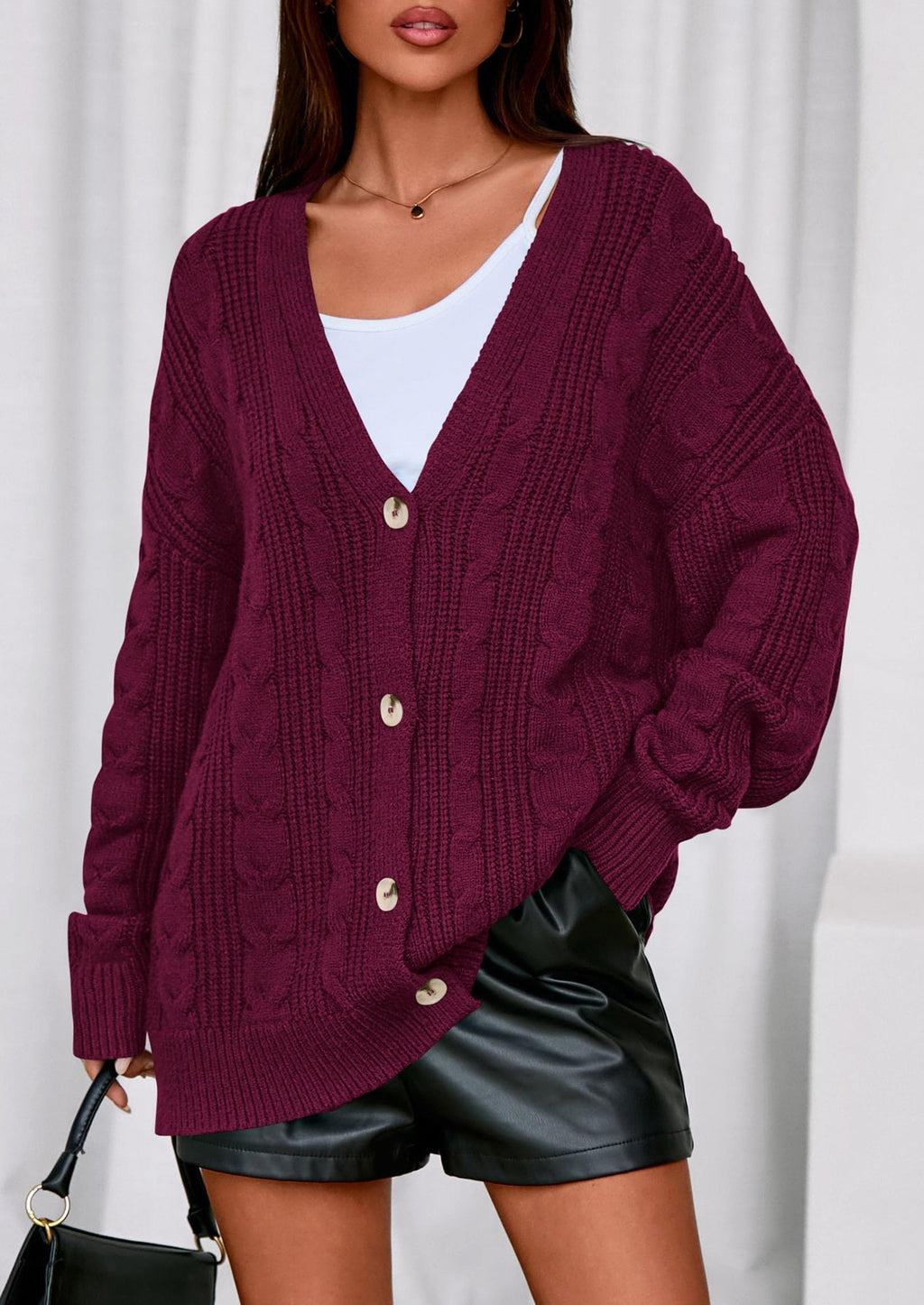 Women's Cable Knit Sweaters Fall Oversized Chunky Open Front Long Sleeve Cardigan Winter Coats