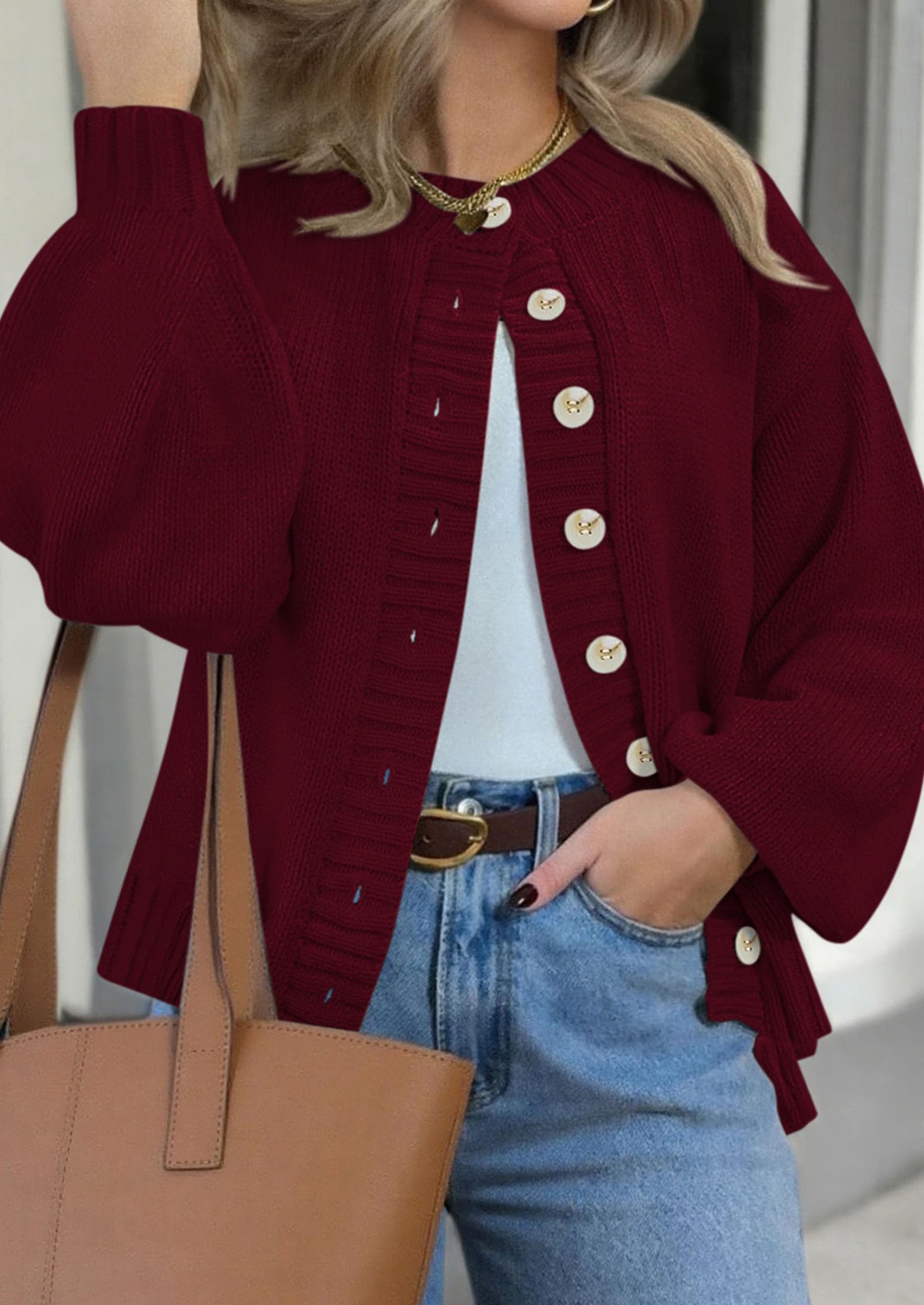 Women's Winter Cardigan Sweaters Trendy Chunky Knit Long Sleeve Button Up Casual Warm Fall Jackets Coats