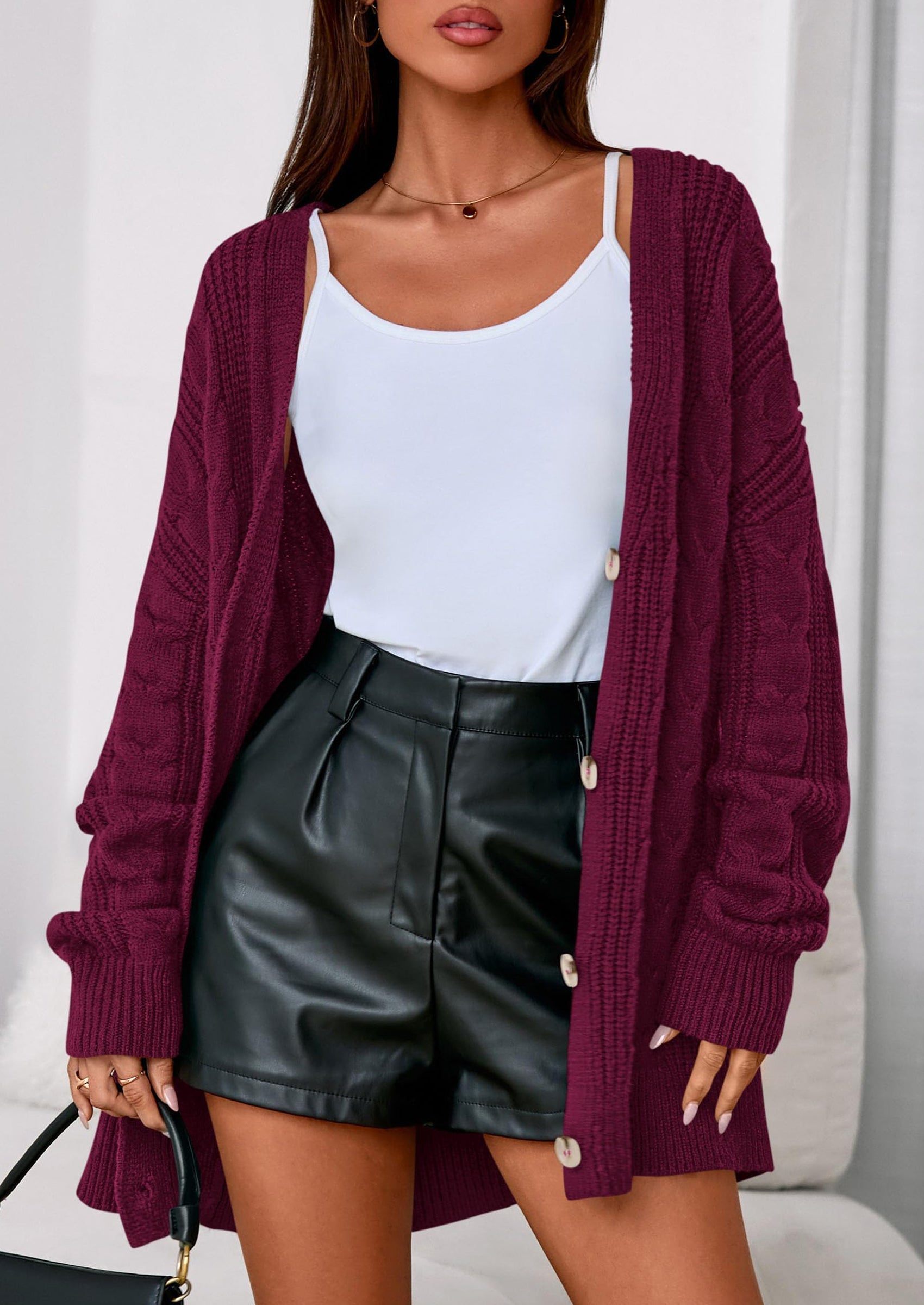 Women's Cable Knit Sweaters Fall Oversized Chunky Open Front Long Sleeve Cardigan Winter Coats
