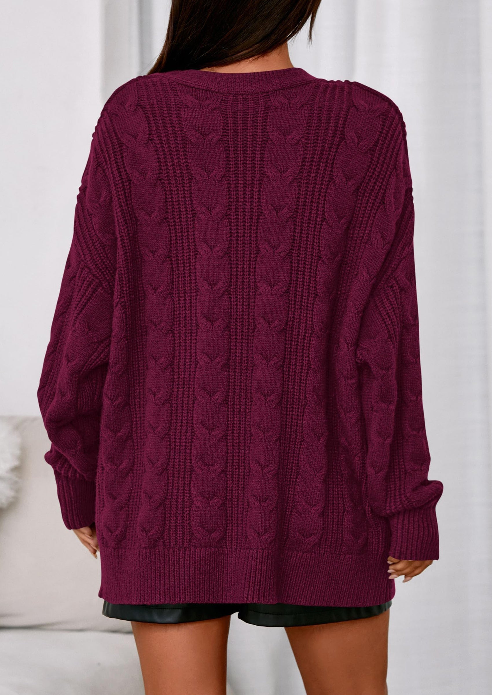 Women's Cable Knit Sweaters Fall Oversized Chunky Open Front Long Sleeve Cardigan Winter Coats