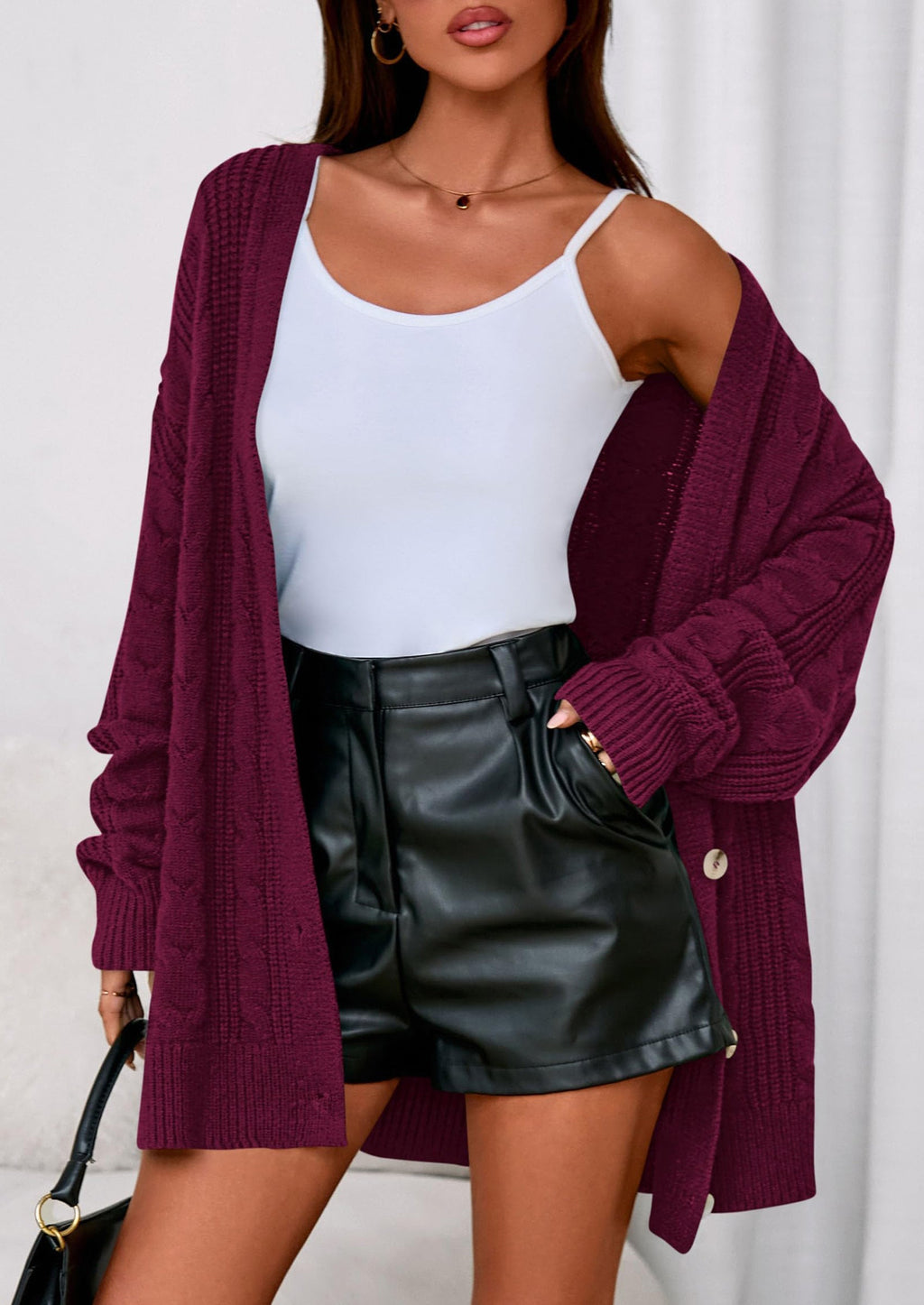 Women's Cable Knit Sweaters Fall Oversized Chunky Open Front Long Sleeve Cardigan Winter Coats