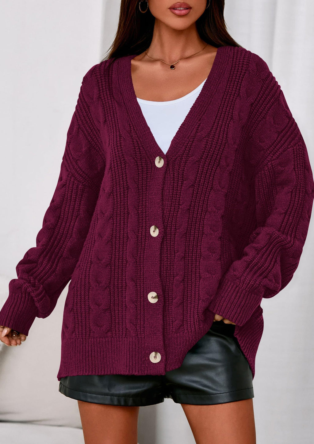 Women's Cable Knit Sweaters Fall Oversized Chunky Open Front Long Sleeve Cardigan Winter Coats