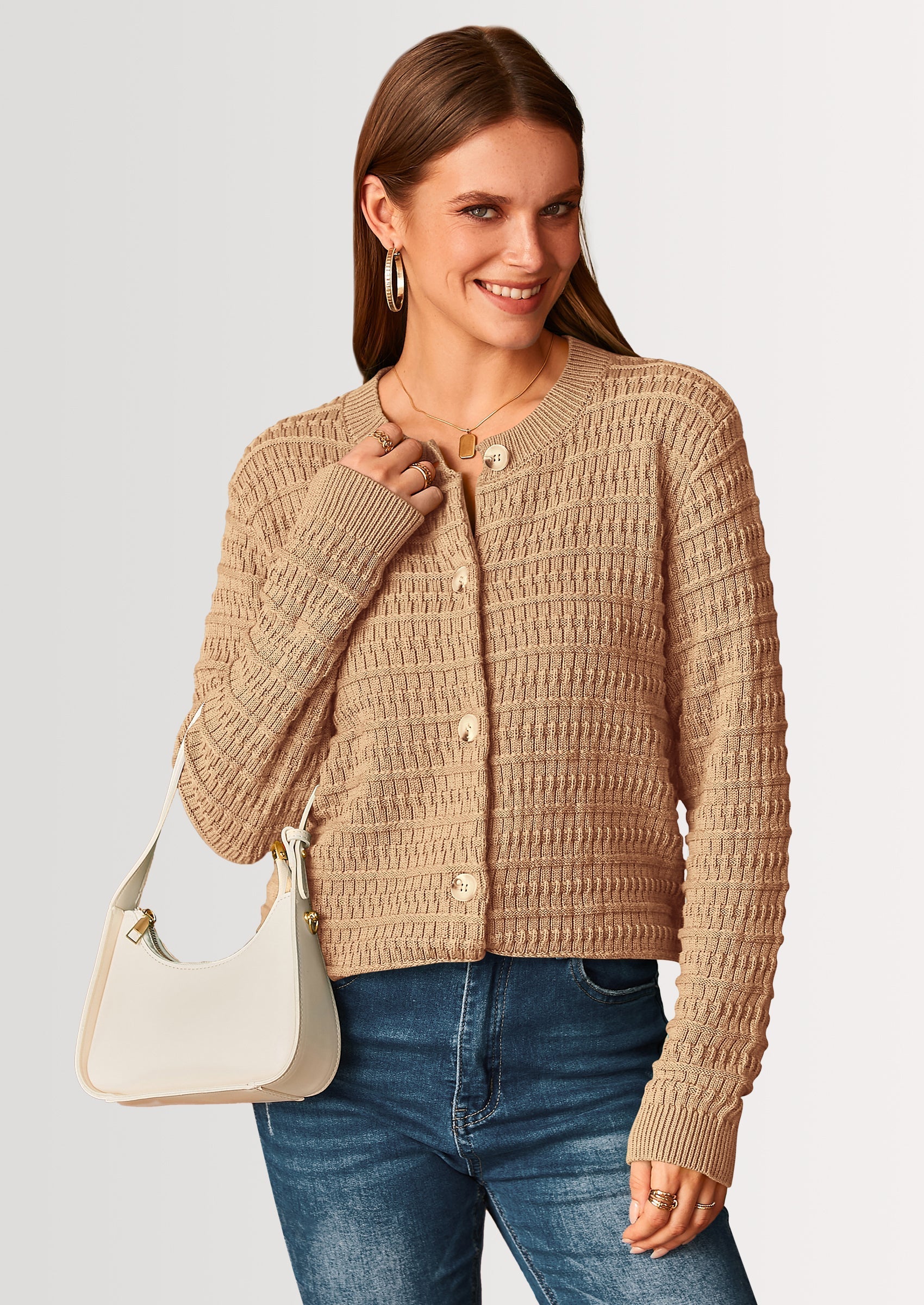 Women's Knit Cardigan Sweaters Casual Long Sleeve Open Front Button Down Trendy Jackets Outerwear